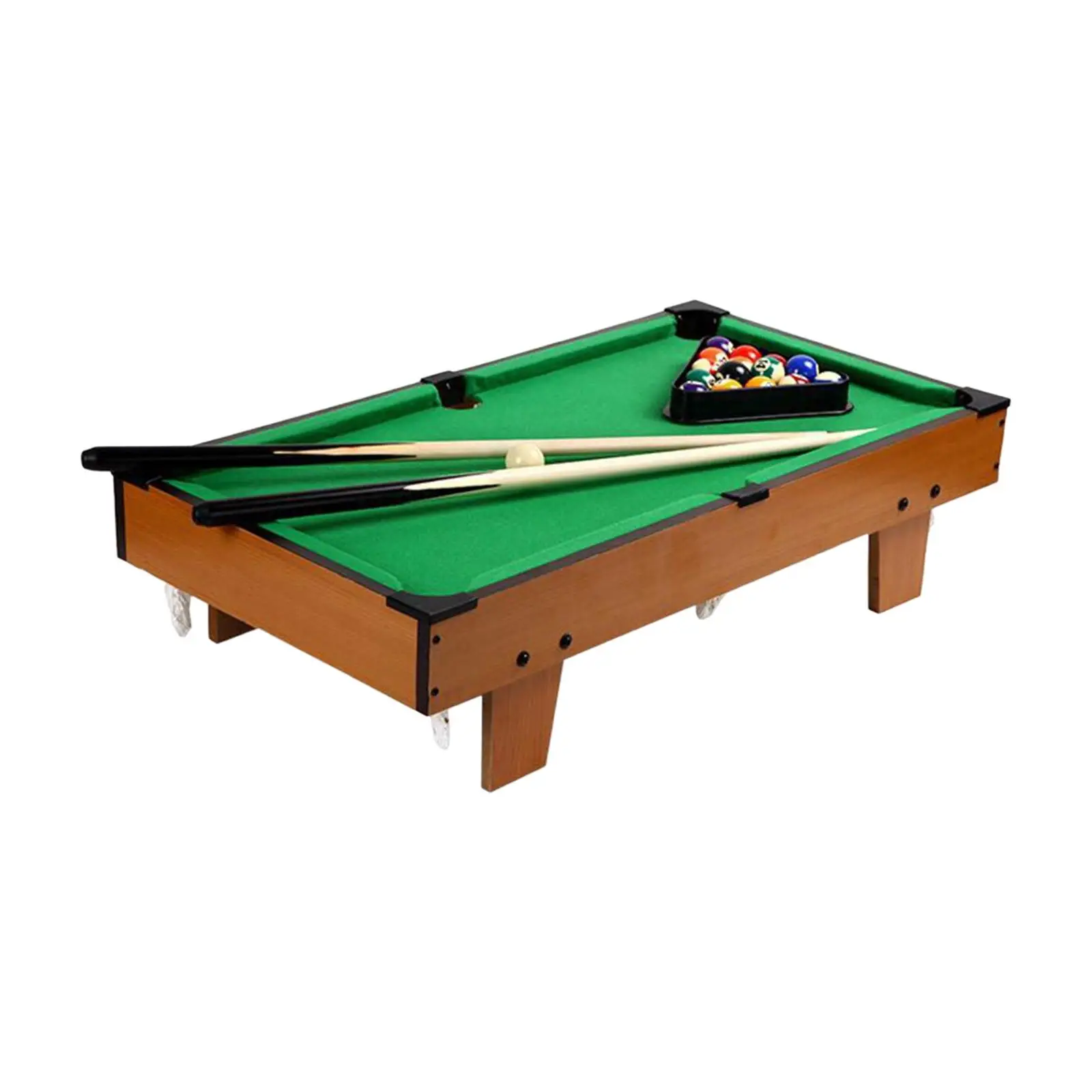 Portable Pool Table Set Wood Indoor Game Toy Billiard Cues Leisure Mini Tabletop