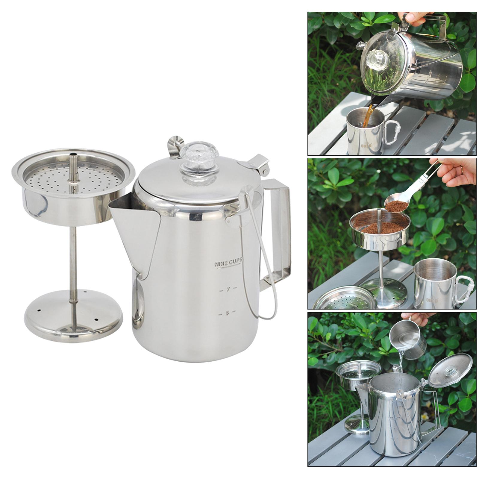 Camping Coffee Cup Mug  Percolator Pot Coffee Maker with Lid Outdoor