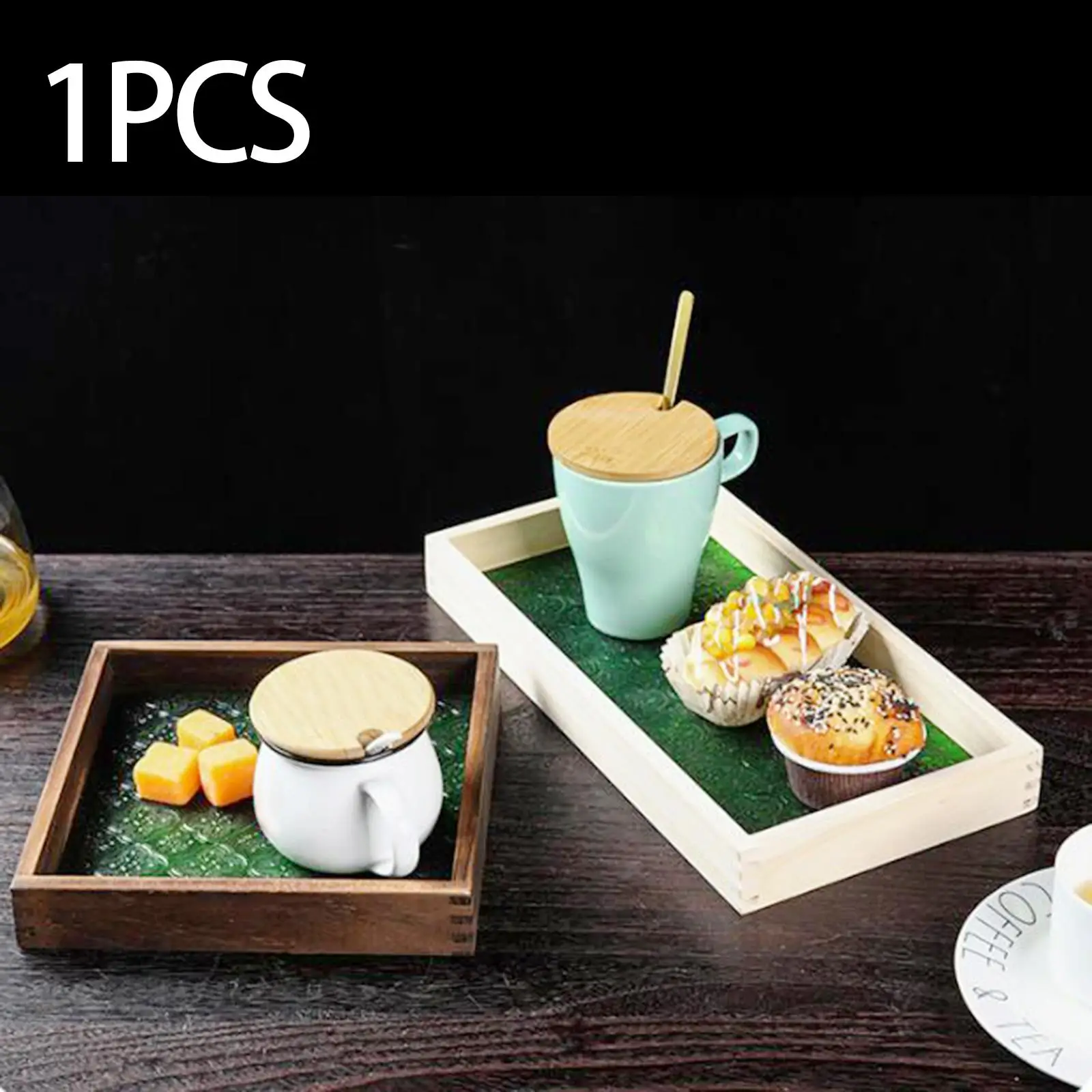 Wooden Serving Tray Decorative Trays Fruit Tray for Tea Breakfast Dinners
