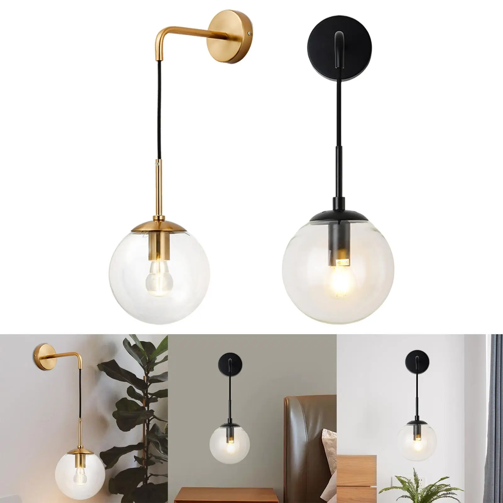 Nordic Modern Glass Ball Wall Lamps Retro Simple Bedside Living Room Decoration Lights Corridor Staircase LED Lighting Fixtures