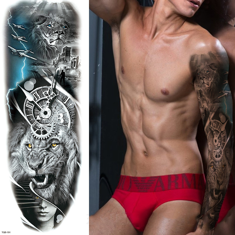 Best of Large Arm Tattoo Sticker Full Sleeve Waterproof Body Art Full Fake Tatoo Tiger Wolf Flowers Rose Semi Permanent Tattoo Women Man Reviews & Tips - Image 2