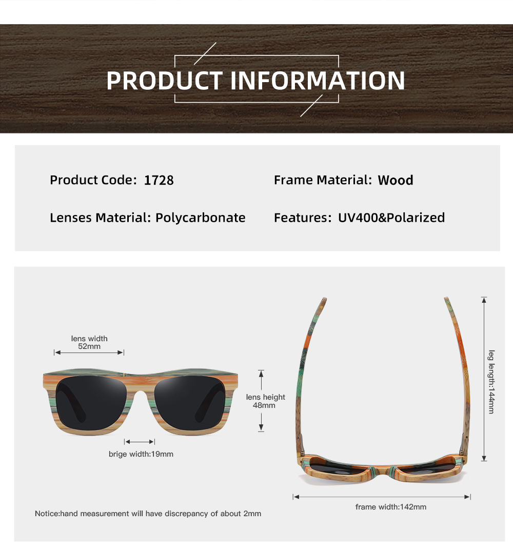 GM Frühling 2023 neue natürliche farbe bambus und holz sonnenbrille mode polarisator beschichtet gläser 1728 – Detail 2
