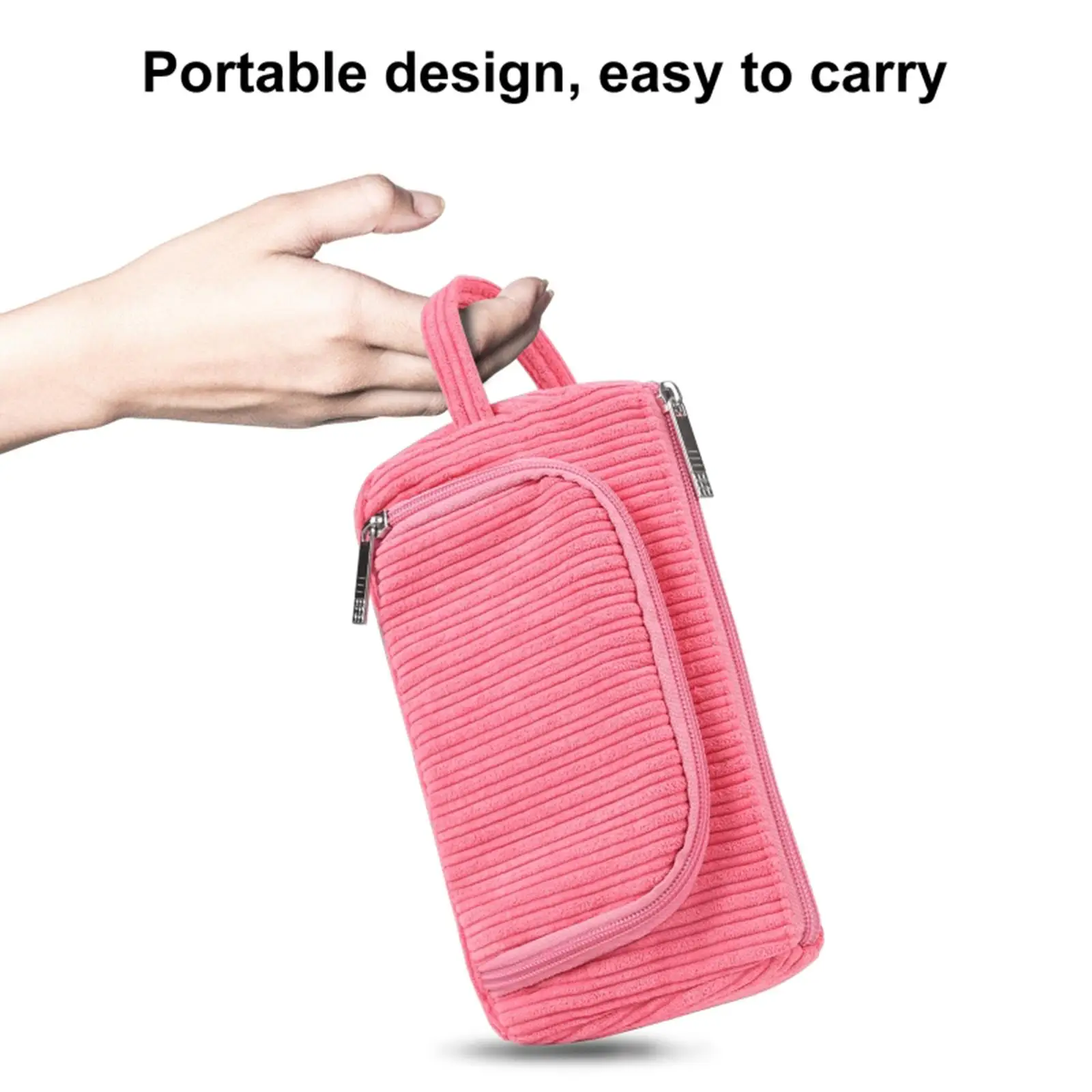 Corduroy Cosmetic Organizer Portable Makeup Pouch Practical for Outdoor Activity