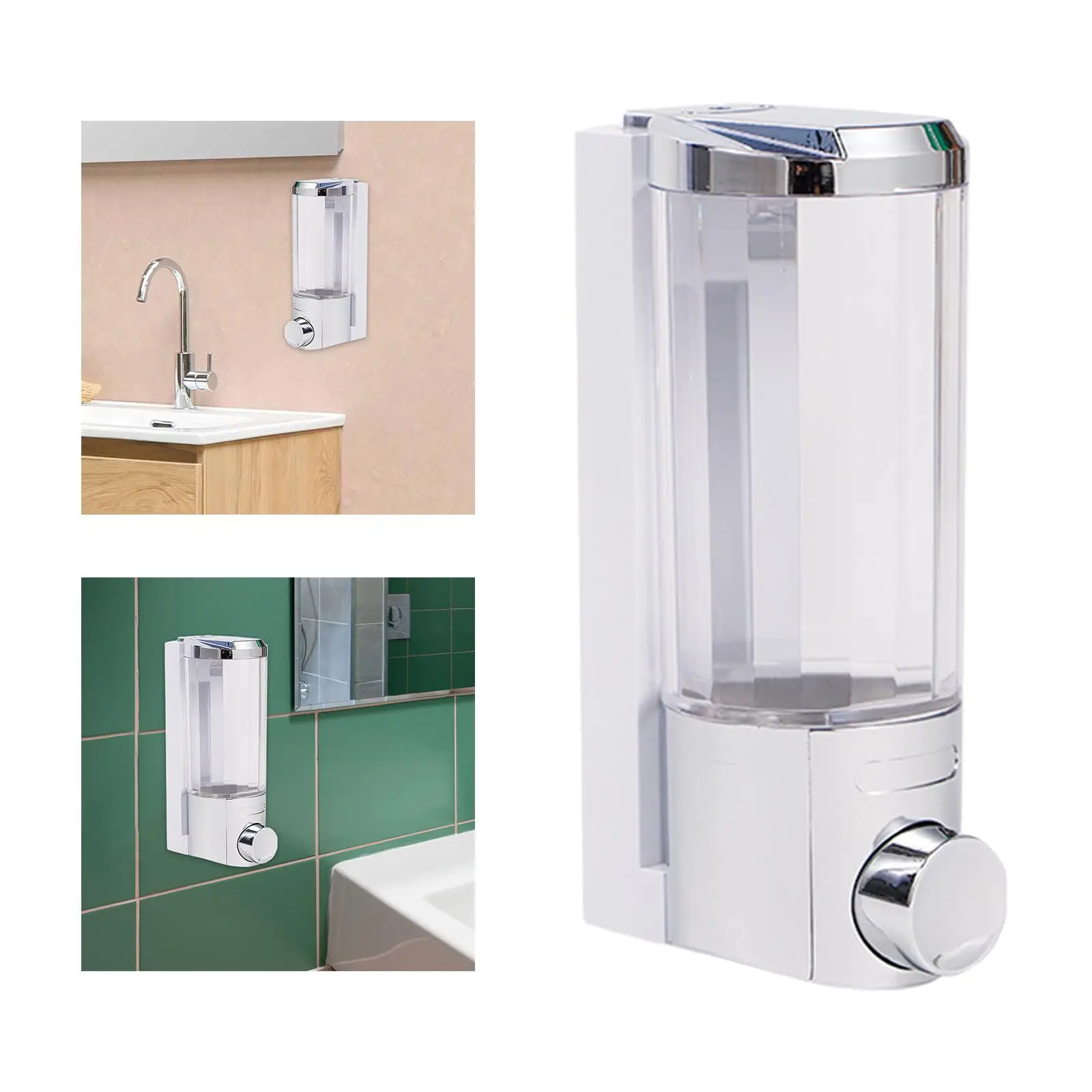 Wall Mounted Manual Liquid Soap Dispenser Shower Hand Soap Dispenser for Commercial Shower Shampoo Lotion Hotel Office Home