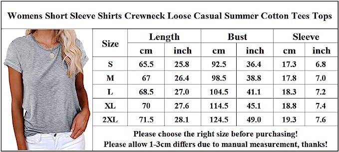 Women's Short Sleeve Shirts Crewneck Loose Casual Summer Basic Tees Tops816_voghion.com