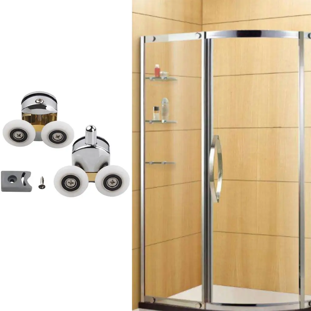 2x shower door rollers  top bottom round wheels rail sliding door