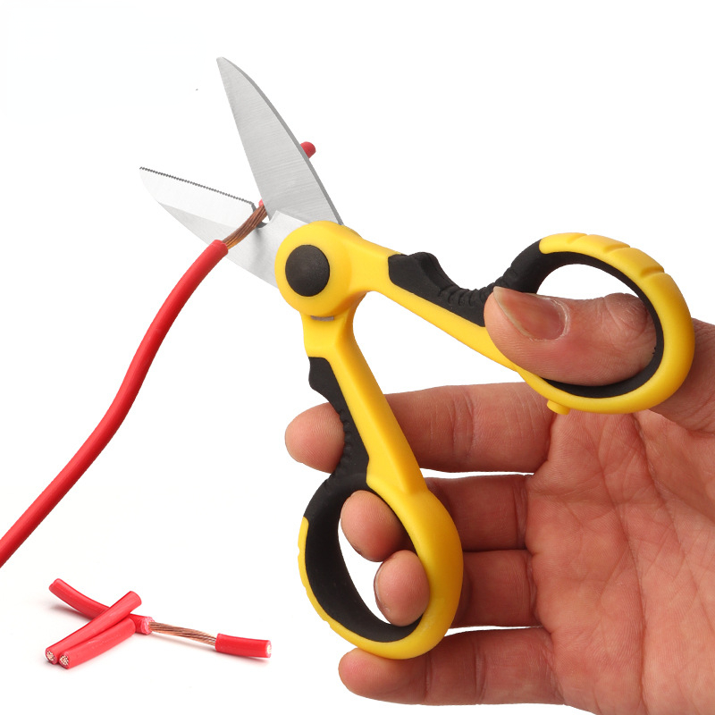 Description Picture 2 of itemElectrician Scissors High Carbon Steel Industrial Strong Wire and Cable Scissors Non-slip Manual Electrician Stripping Scissors