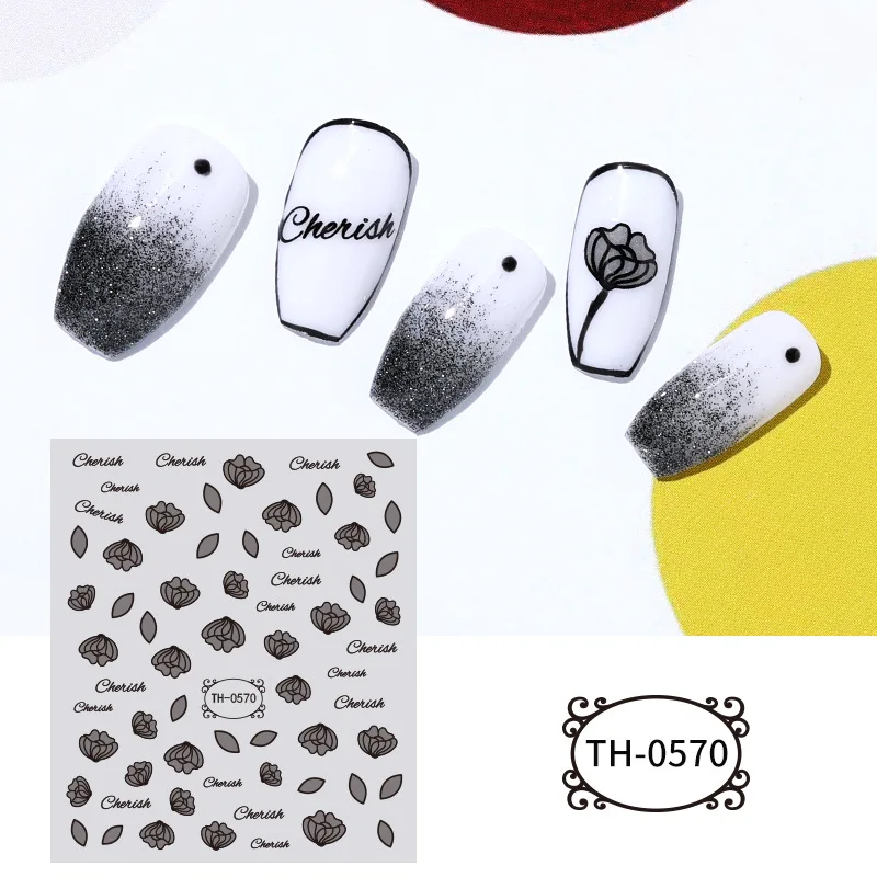 Black Nail Design Stickers-0570
