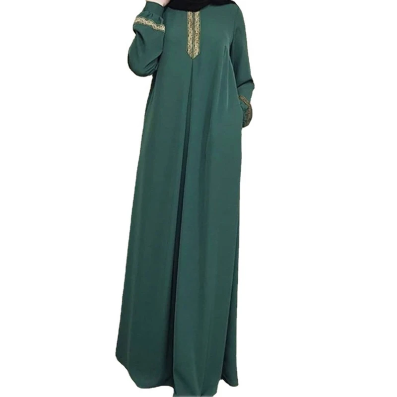 Women Muslim Dress Full Zip Dress Ethnic Style Women Robe Loose Abaya Thobe Dress Middle East Clothing for Four Seasons