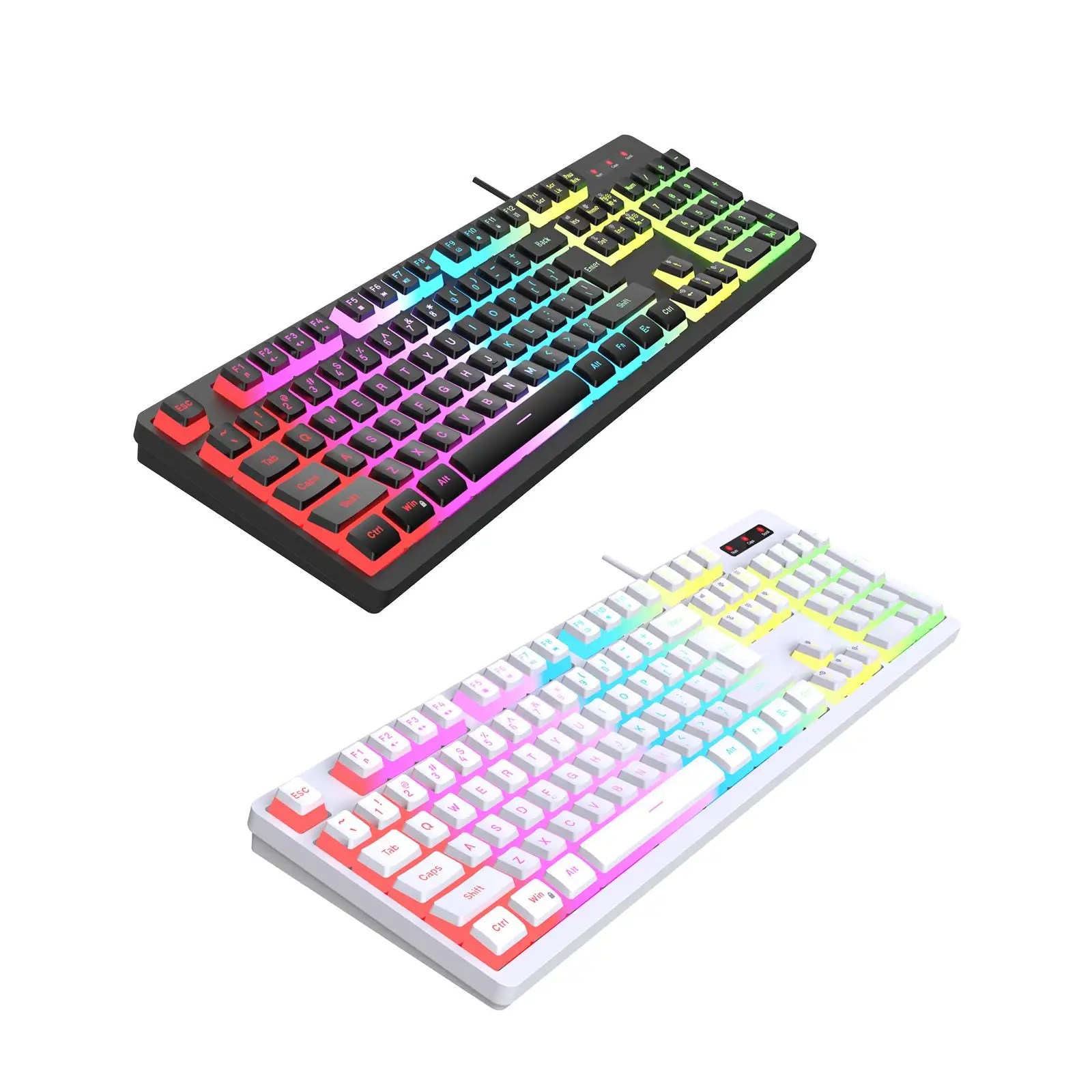 Wired Mechanical Gaming Keyboard RGB LED Backlit Quick Response Multimedia Controls for Laptop Desktop Office Gamer Typing