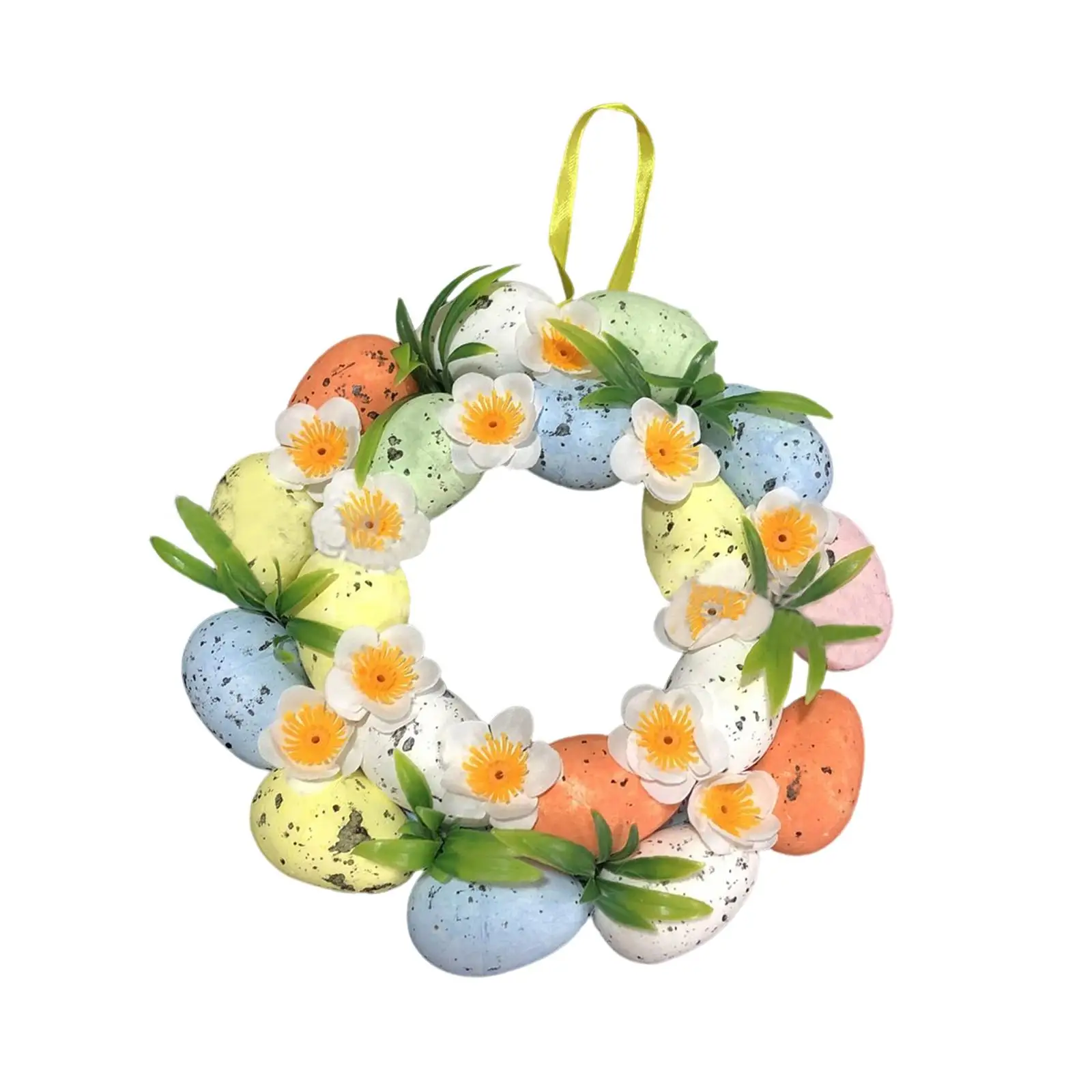 7.87inch Easter Wreath Holiday Decor with Colorful Egg Artificial Flowers Wreaths for Outside Festive Spring Summer Home Party