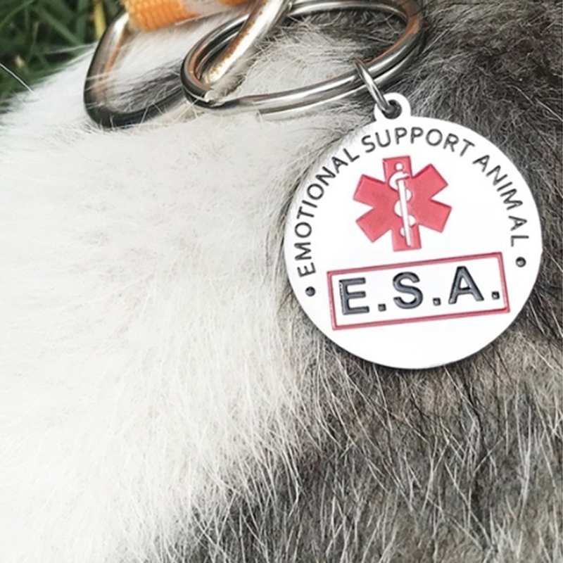ESA Unterstützung Keychain Service Hund Tag Emotionale Unterstützung Tier mit Rot Medical Alert Symbol 1 zoll Schalter zu Halsbänder und weste Katze – Detail 1