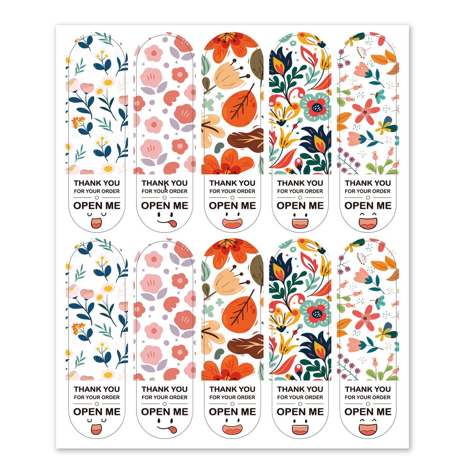 100 PC/Tasche 5 Arten Blume Danke Aufkleber 2*7cmRectangle Dichtung Etiketten für Hochzeit Geschenk Dichtung verpackung Decor Scrapbooking – Detail 5