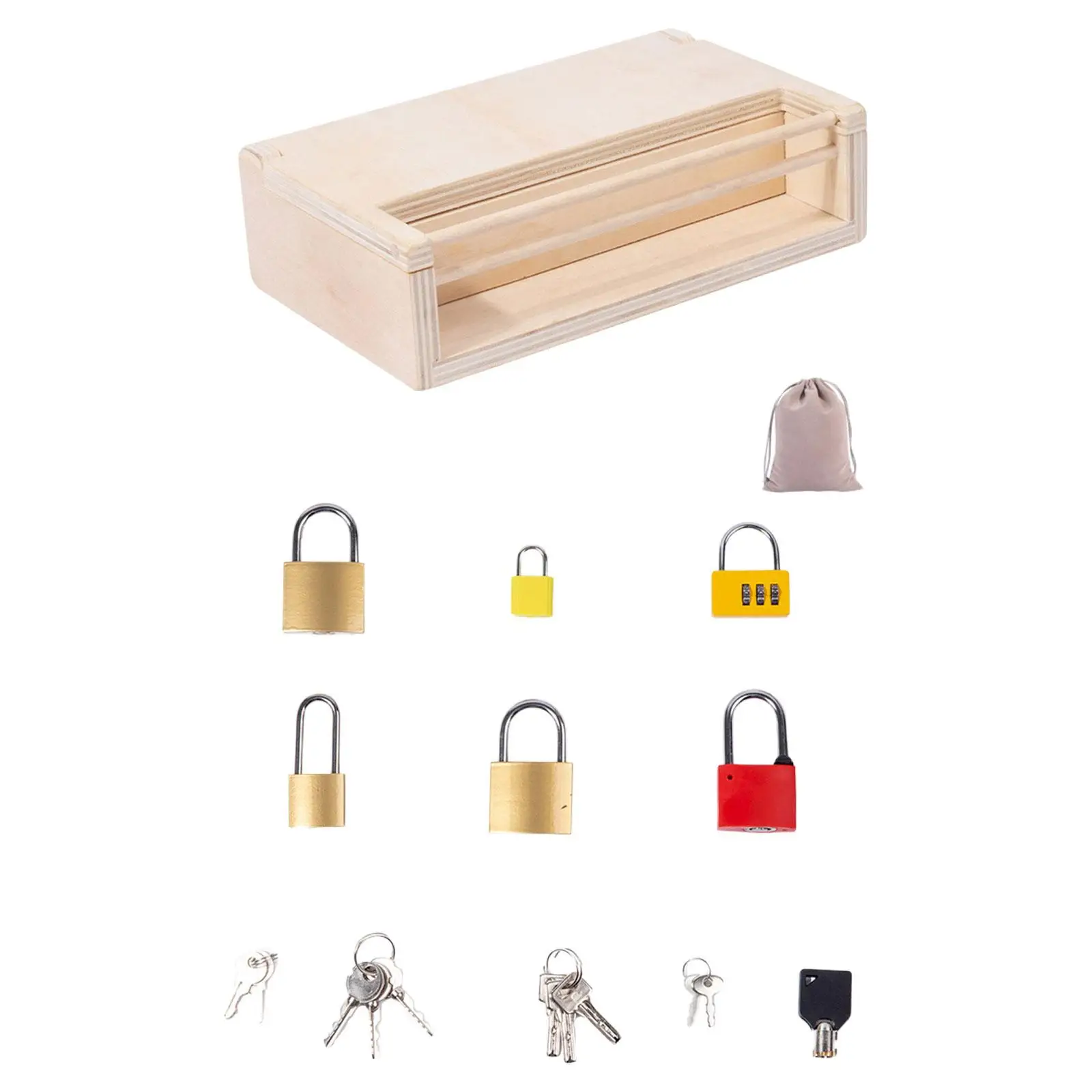 Matching Lock Toys Early Education Color Recognition Wooden Unlocking Box Educational Lock Set Keys for Boys Holiday Gifts