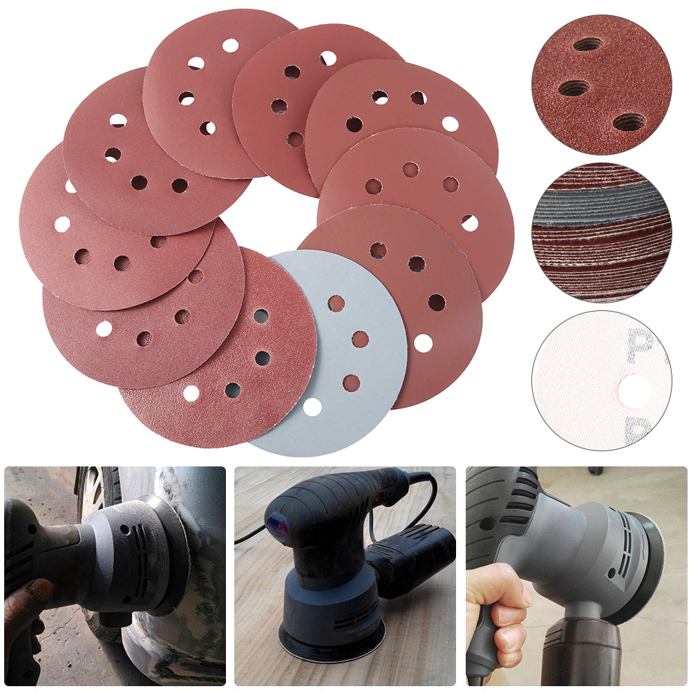 100 Stück 5 Zoll Schleifpapier 8 Loch 80grit-3000grit gemischtes Schleifpapier rund Auto selbst klebender Sand 125mm Schleif kissen Polier werkzeug – Detail 5