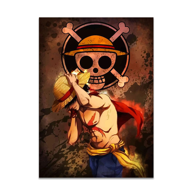 One Piece Luffy Ace Straw Hat Poster - Canvas Print. No Frame