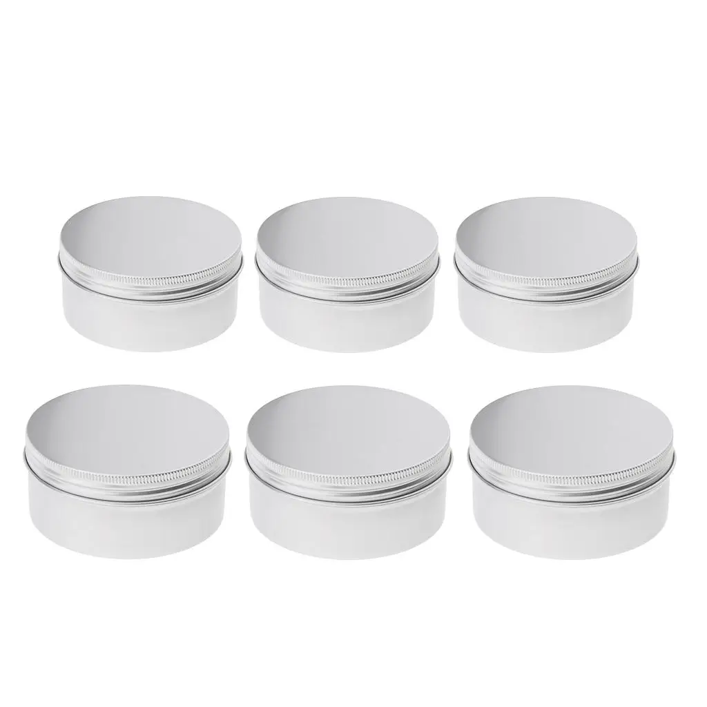 200 ml 250ml Aluminum Round Lip Tin Storage Jar Screw Cap for Lip, Cosmetic, Candles( Pack of 6 )