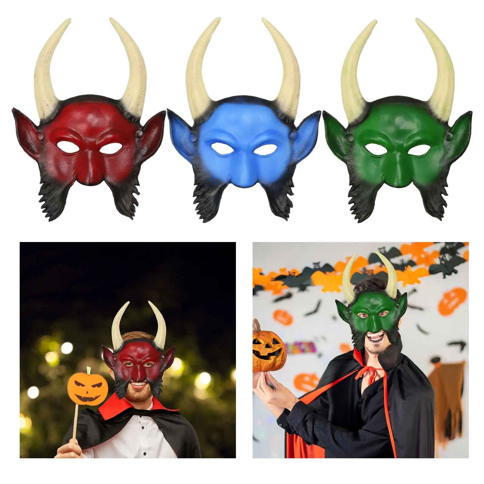 Devil Mask Cosplay Creative Costume Accessories Face Mask Halloween Mask for Party Stage Performance Night Club Prom Carnival