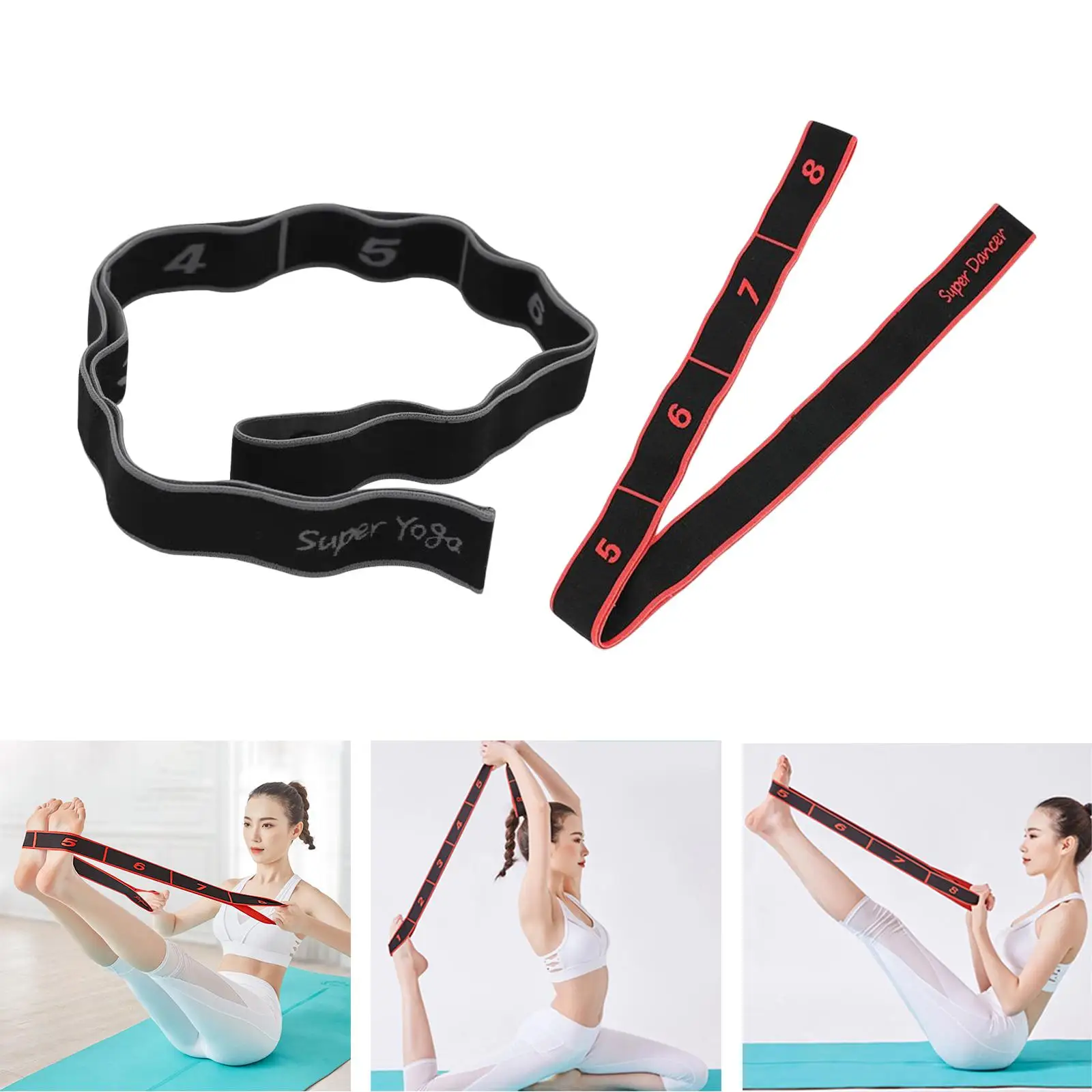 Yoga Stretching Strap with Loops Joint Correct Belt Plantar Stretch Elastic Band for Dance Foot Latin train