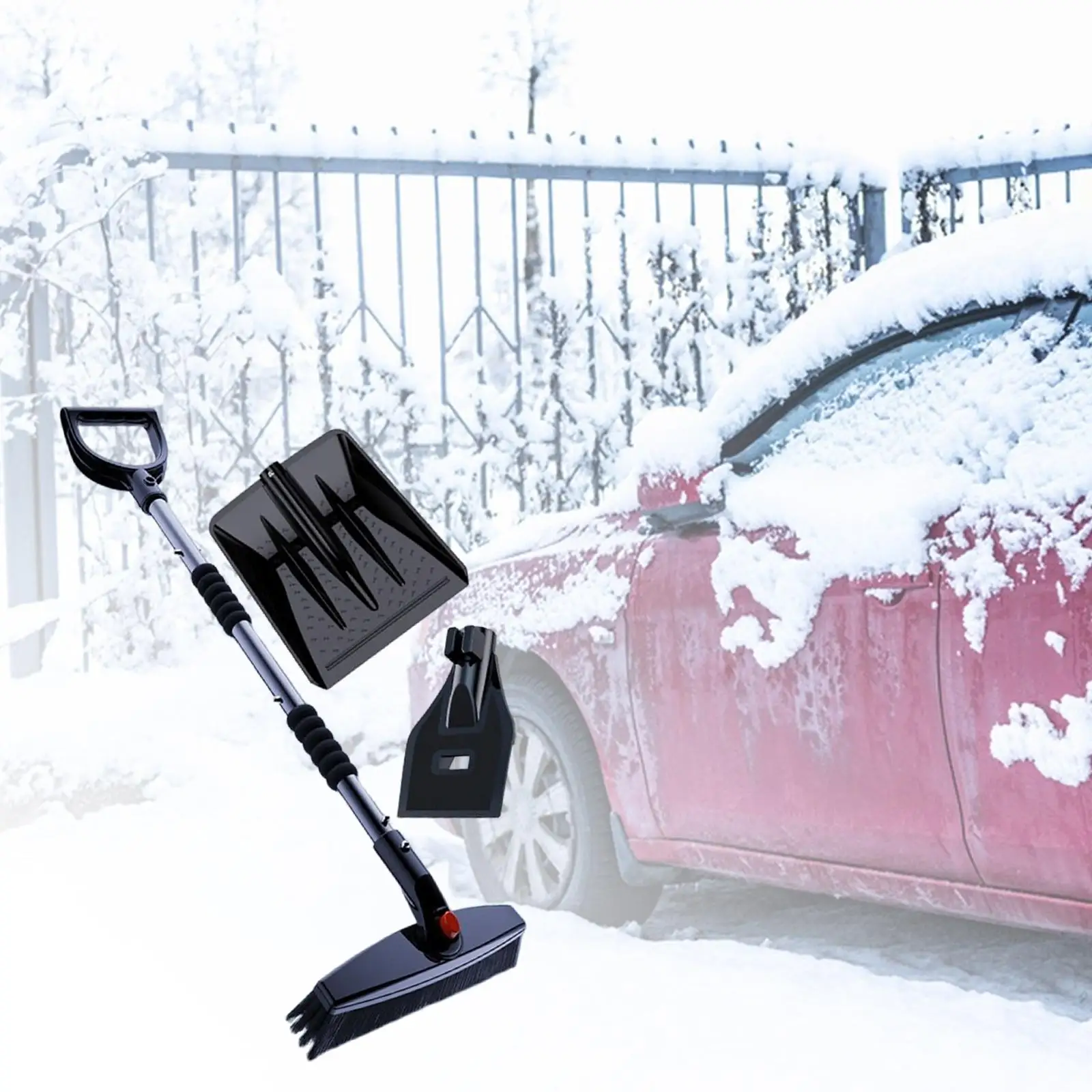 Portable Snow Removal Tool car Window Snow Cleaner Stainless Steel Handle 360° Rotatable Head for Truck Car Vehicles Auto