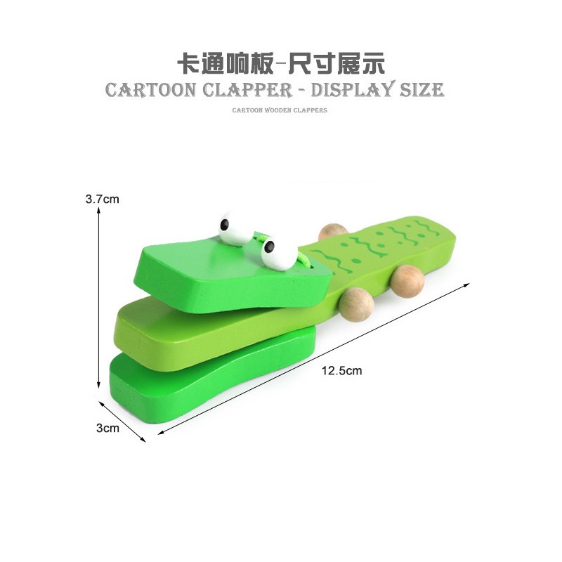 Description Picture 3 of itemCrocodile Shape Wood Castanet Baby Musical Instrument Cartoon Child Musical Educational Rattle Gift Montessori Educational Toys