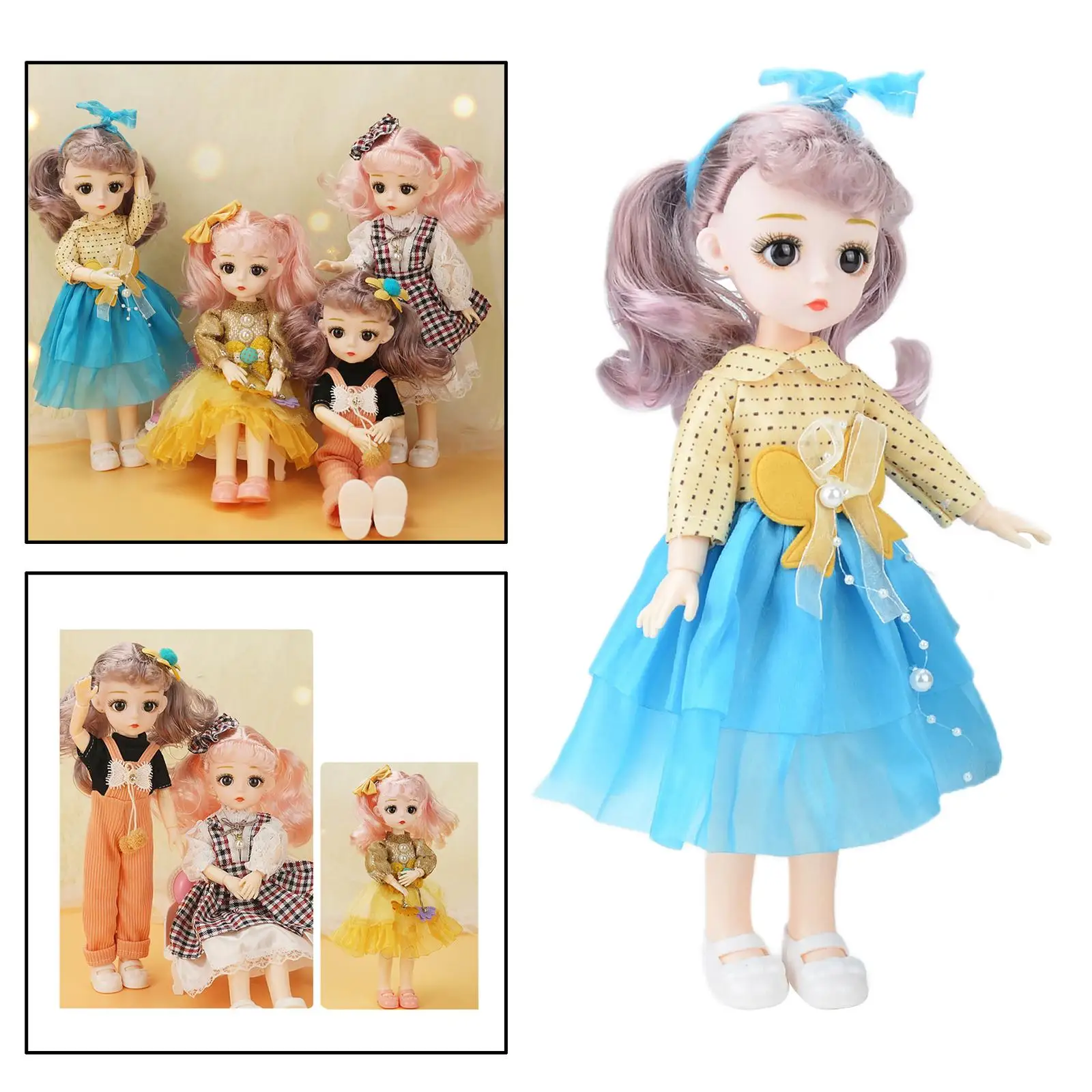 Adorable 12inch Doll Girl Doll 11 Flexible Joint Ball Joint Dolls Fashion Doll for Kids Toys with Dress Play Doll