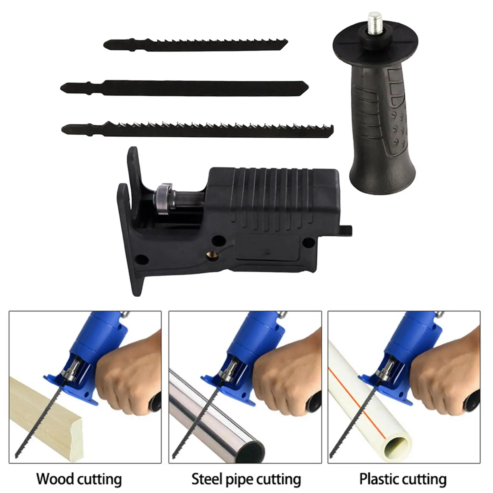 Saw Attachment for Drill Ergonomic Handle Electric Drill Modified Tool Attachment Reciprocating Saw Adapter for PVC Pipe Metal