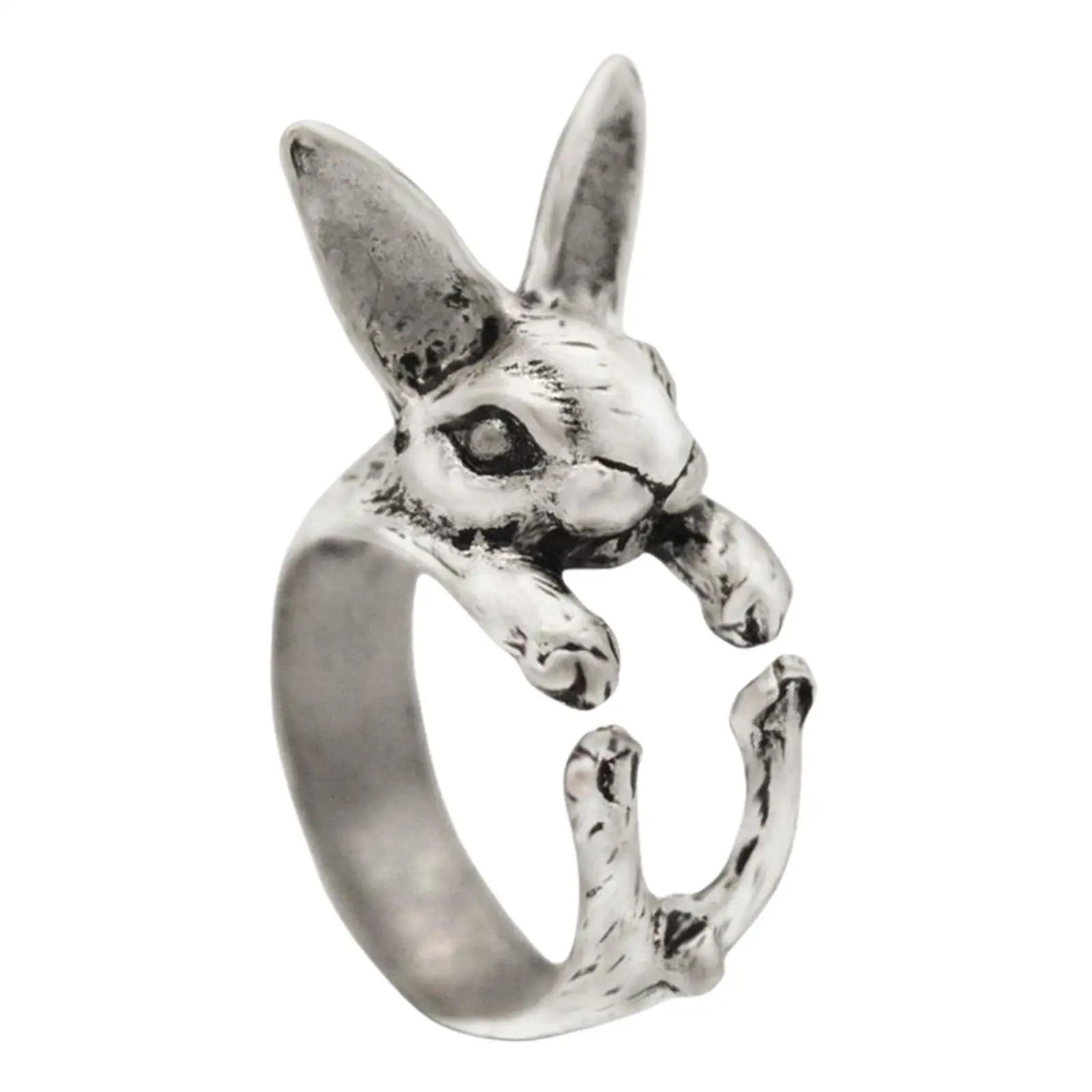 Retro Rabbit Opening Finger Rings Adjustable Punk Alloy Fashion Jewelry Ornament for Women Girls Teenager Party Daily Travel