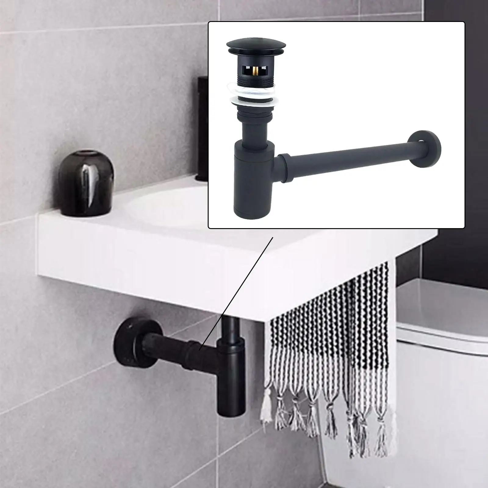 Basin Sink Waste Traps Drain, Odour Prevention Washbasin Siphon Horse