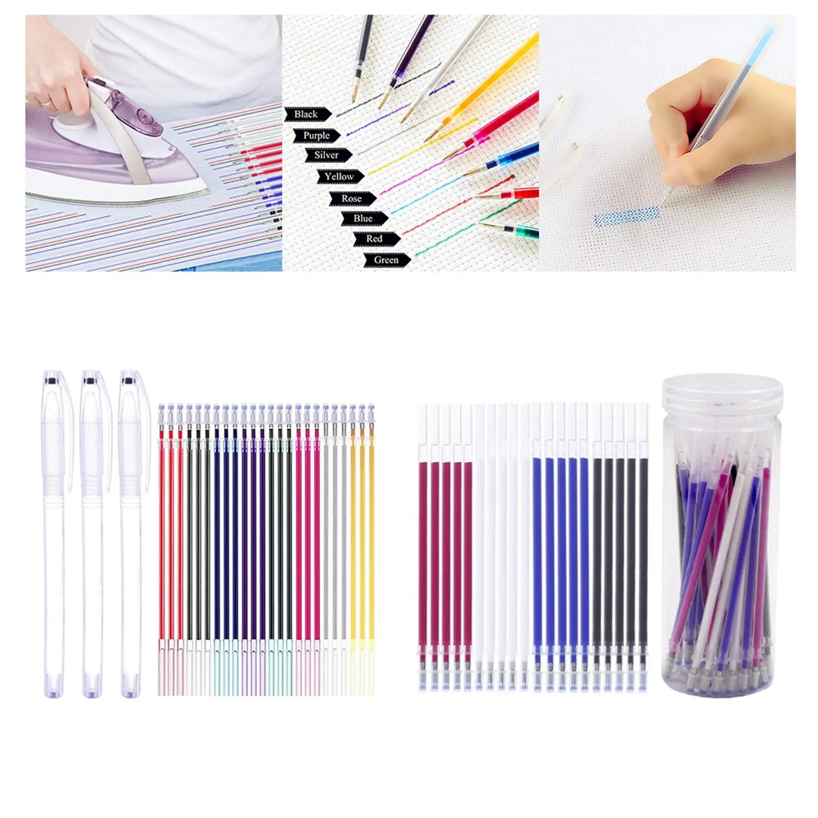 Portable Heat Erasable Pen Refills Fabric Marker DIY Replaceable Refills Vanishing for Tailors Quilting Embroidery Dressmaking