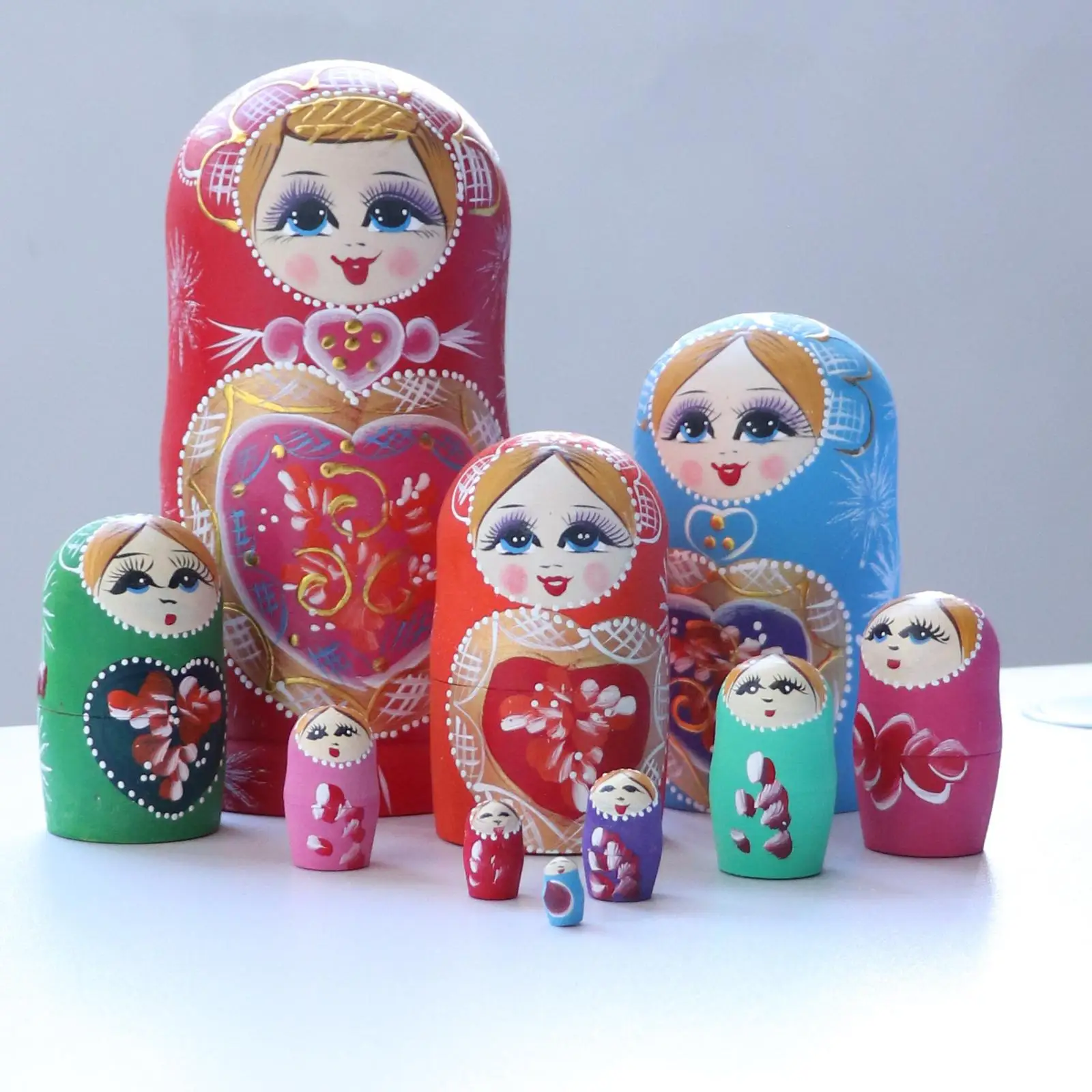 10pcs Chinese  Wooden Russian Nesting Dolls Kit Matryoshka Toy