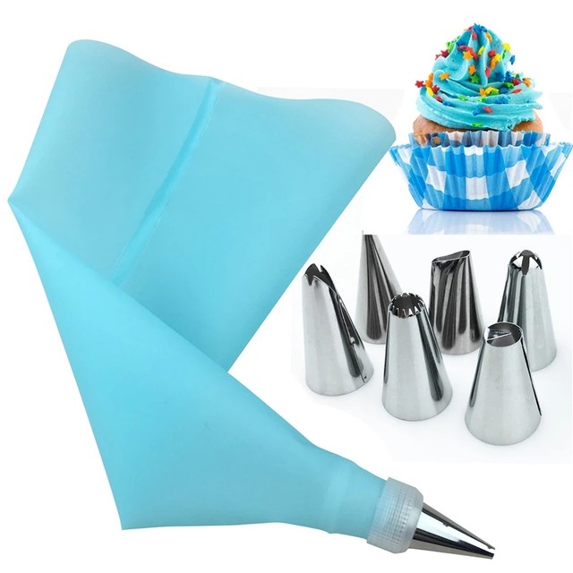 Douilles À Pâtisserie En Silicone Pour Glaçage, 8 Sachets + 6 Douilles De  Gâteaux En Acier Inoxydable, Embouts De Décoration De Gâteaux À Faire  Soi-même, Outils De Fondant Réutilisables - Gâteau Outils - AliExpress