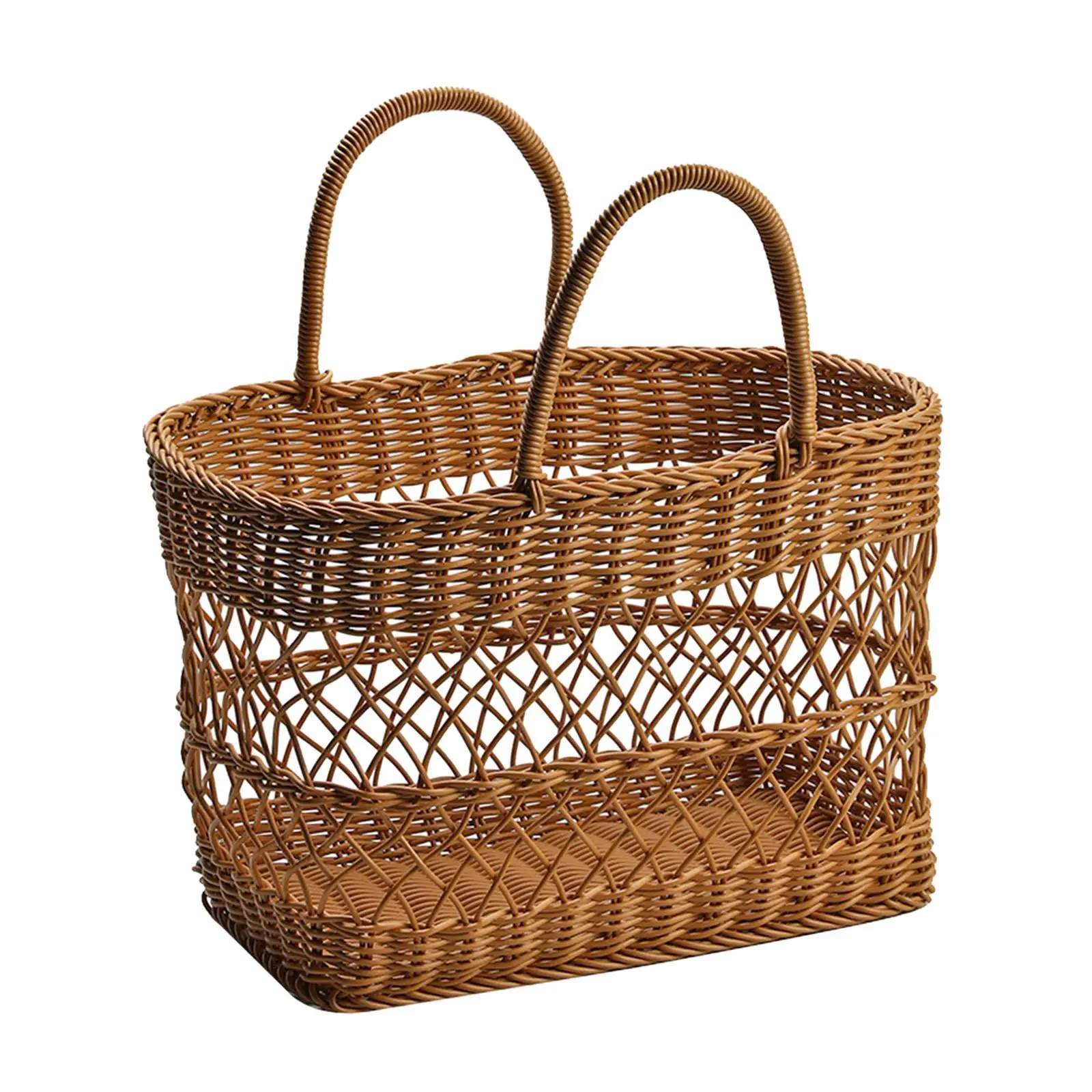 Handwoven Basket with Handles Shopping Basket Lightweight Decor Portable for Home Garden Wooden Flower Basket Handwoven Basket