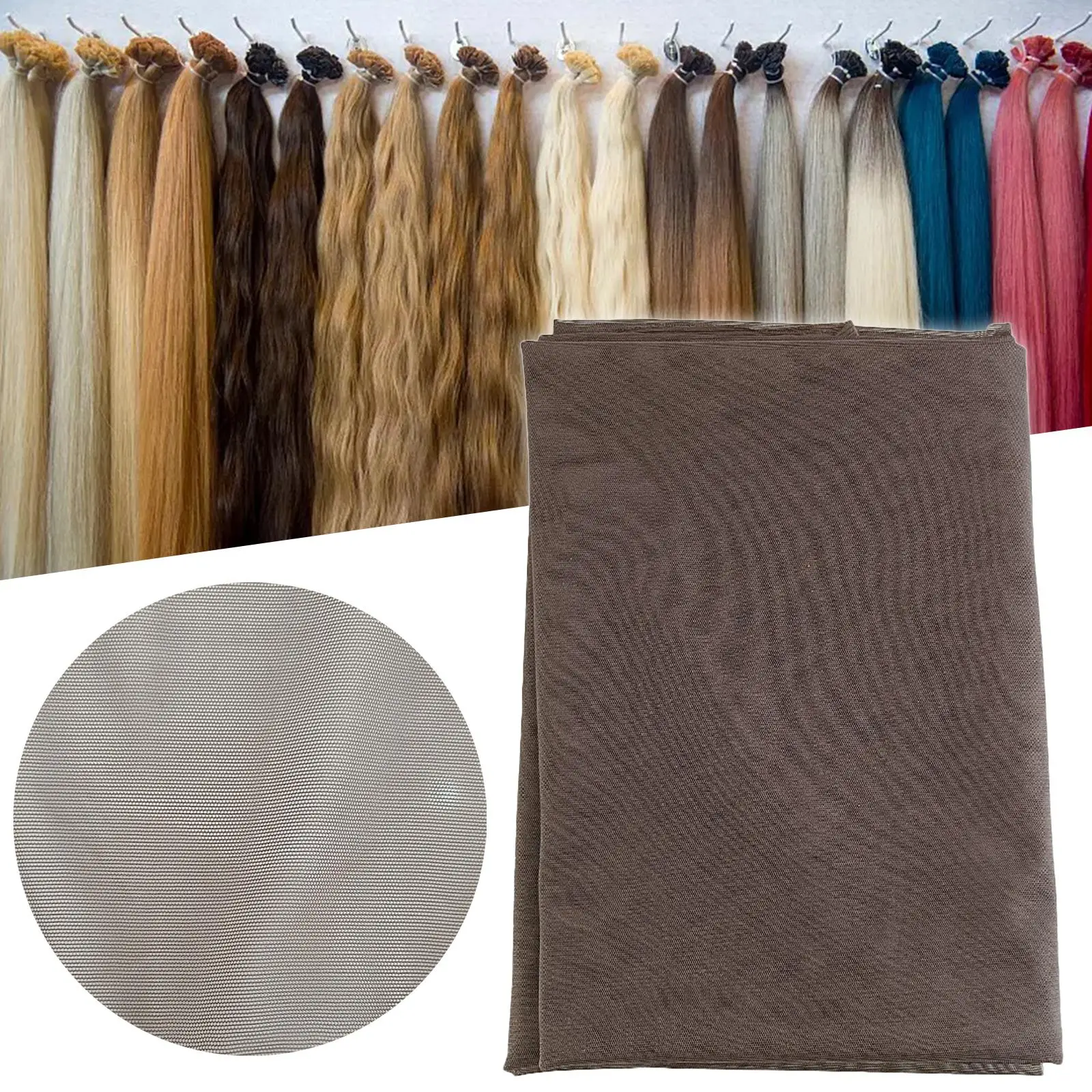 One Yard Brown Lace Net for Wigs Making & Repair High Performance Durable Soft 0.9x1.5M