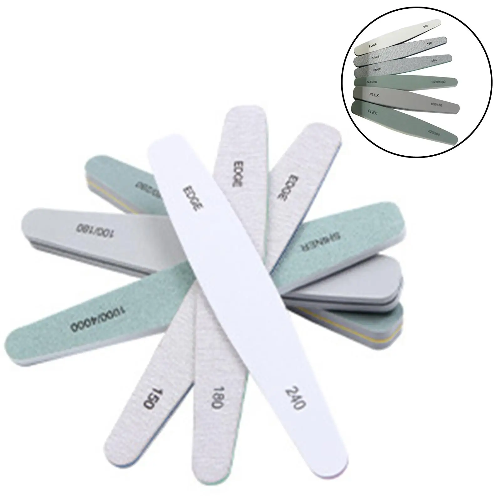 6Pcs Nail files Set Double Sided Compact 280 1000 4000 Grit Polisher Buffer Stick Buffing Block for  Nails Gel Nails Women Home