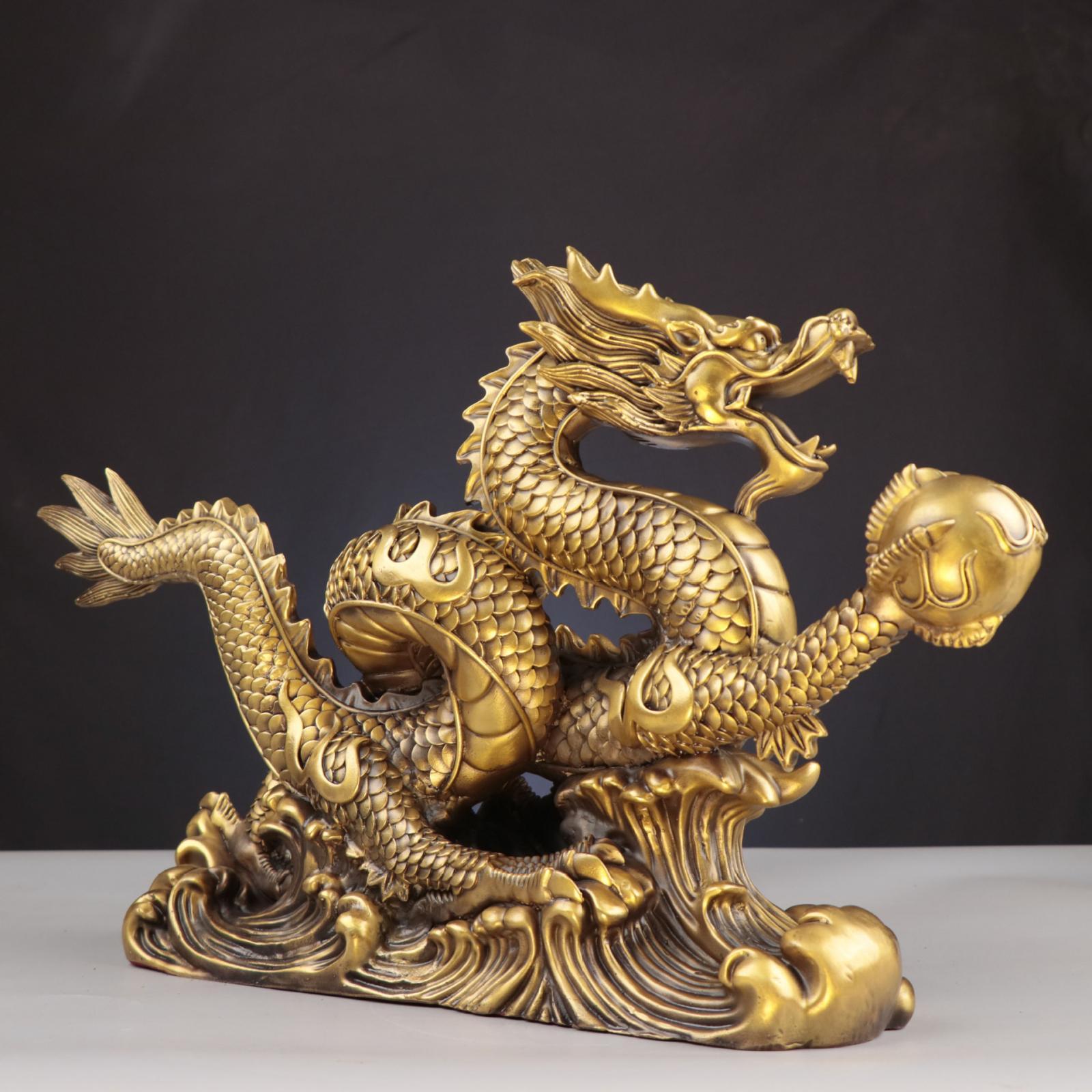 Feng Shui Dragon Statue Good Lucky Gifts Tabletop Decor Prosperity Decorative Figurines Sculpture for Indoor Home Decor Office