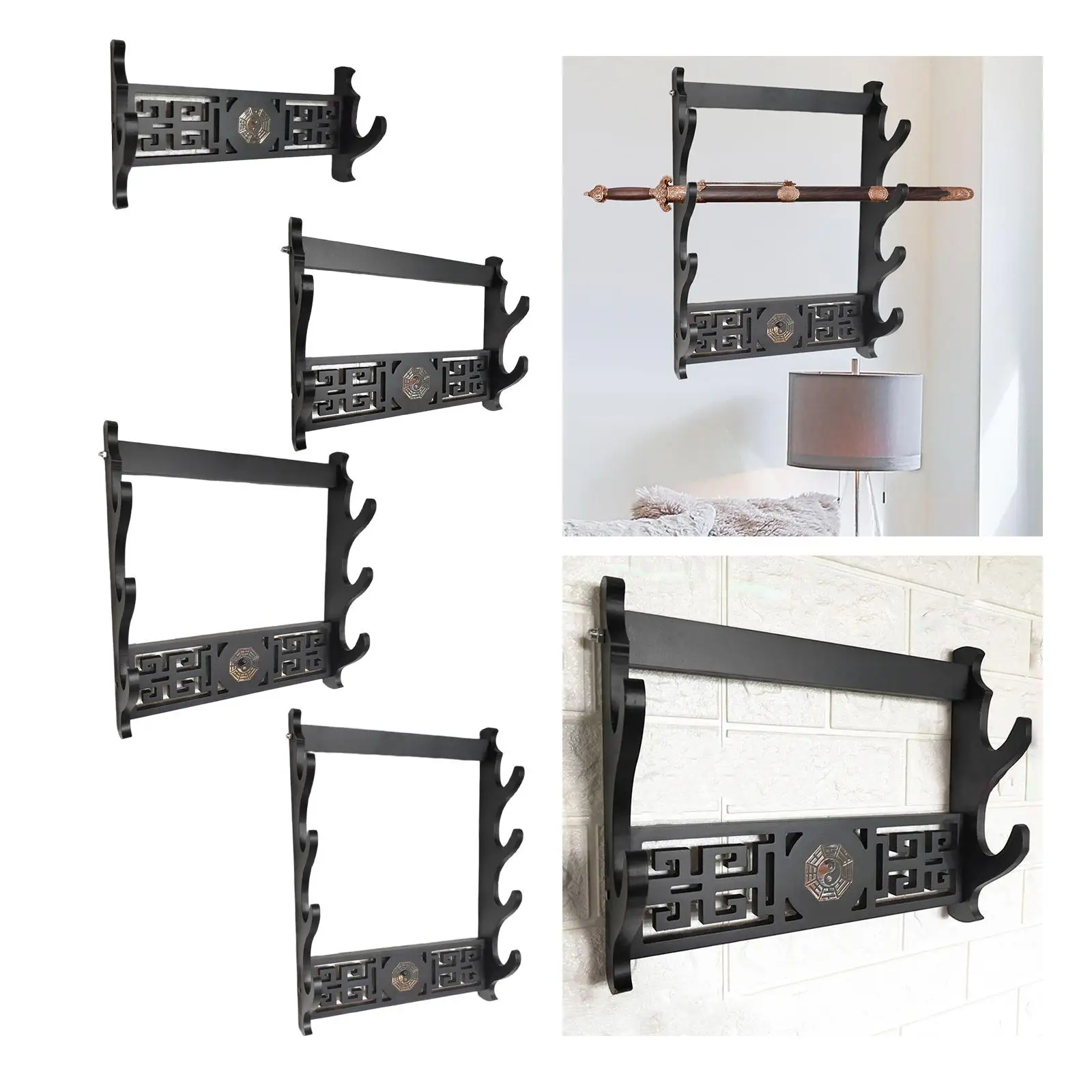 Density Board Display Stand Wall Mounted Hanger Flute Musical Instrument Bracket Wakizashi Tanto Rack for Dojo Living Room