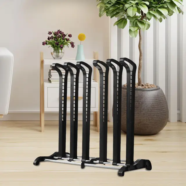 Black Metal Entryway Boot Rack, Freestanding Shoe Organizer and