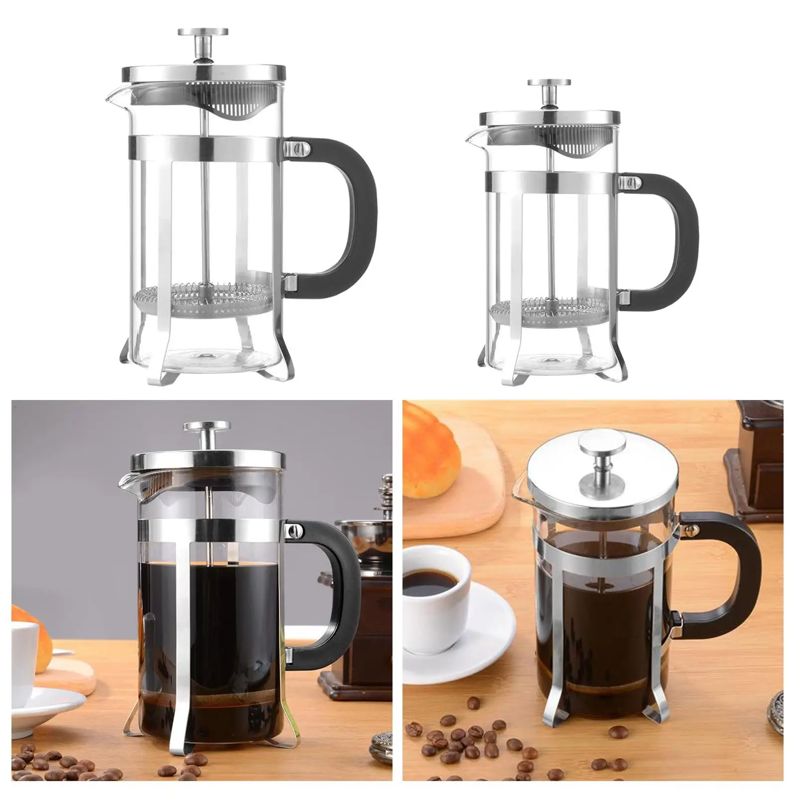French Press Coffee Maker Insulated Filter Kettle 20/34 Oz Rust Free Heat Resistant Borosilicate Glass Travel