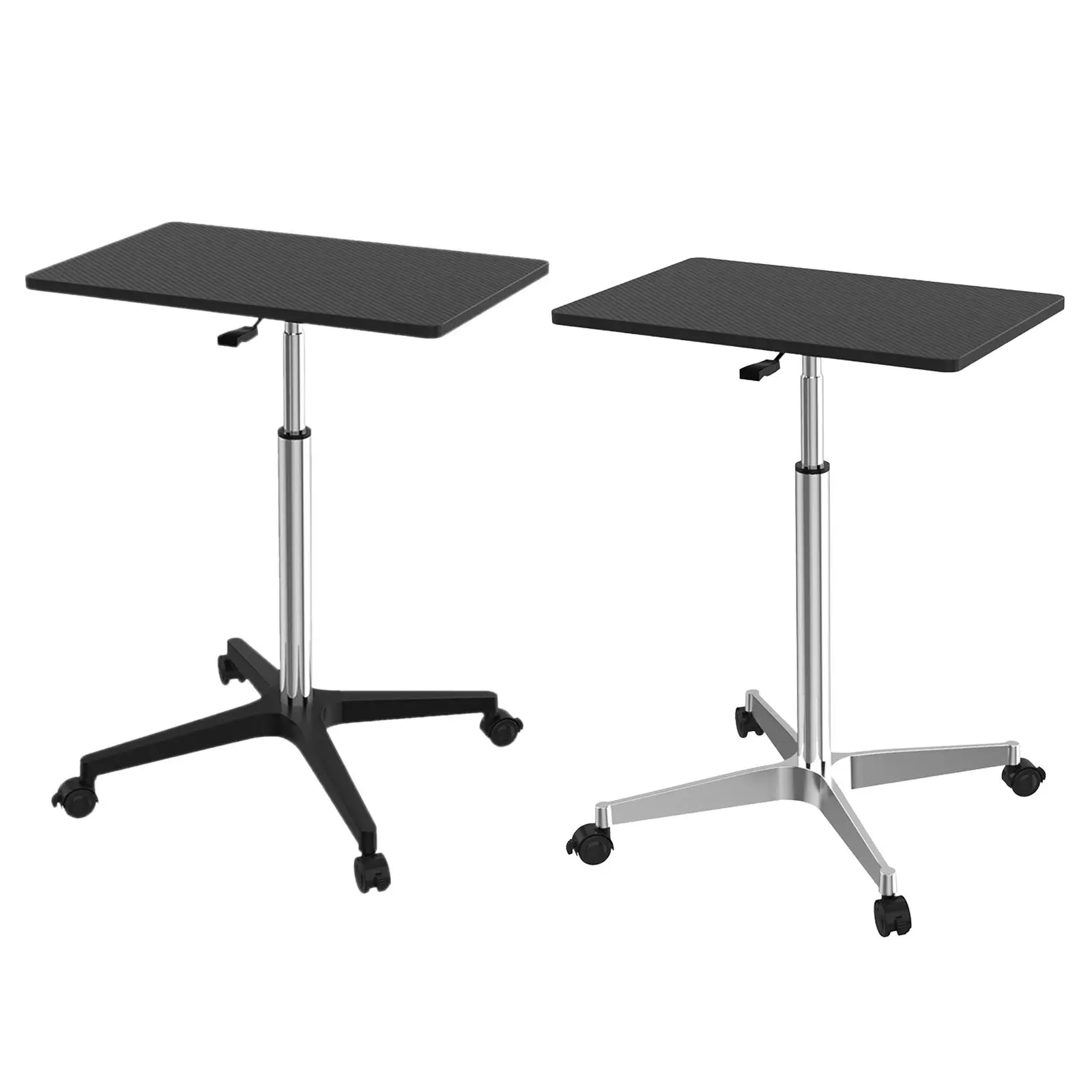 Height Adjustable Mobile Laptop Standing Desk Workstation for Offices Classrooms and Teachers Lightweight Work Table Black Color