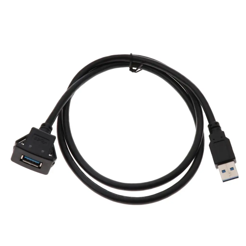 2x Car USB3.0 Extension Panel Flush Mount Cable Dashboard Kit Square 1m