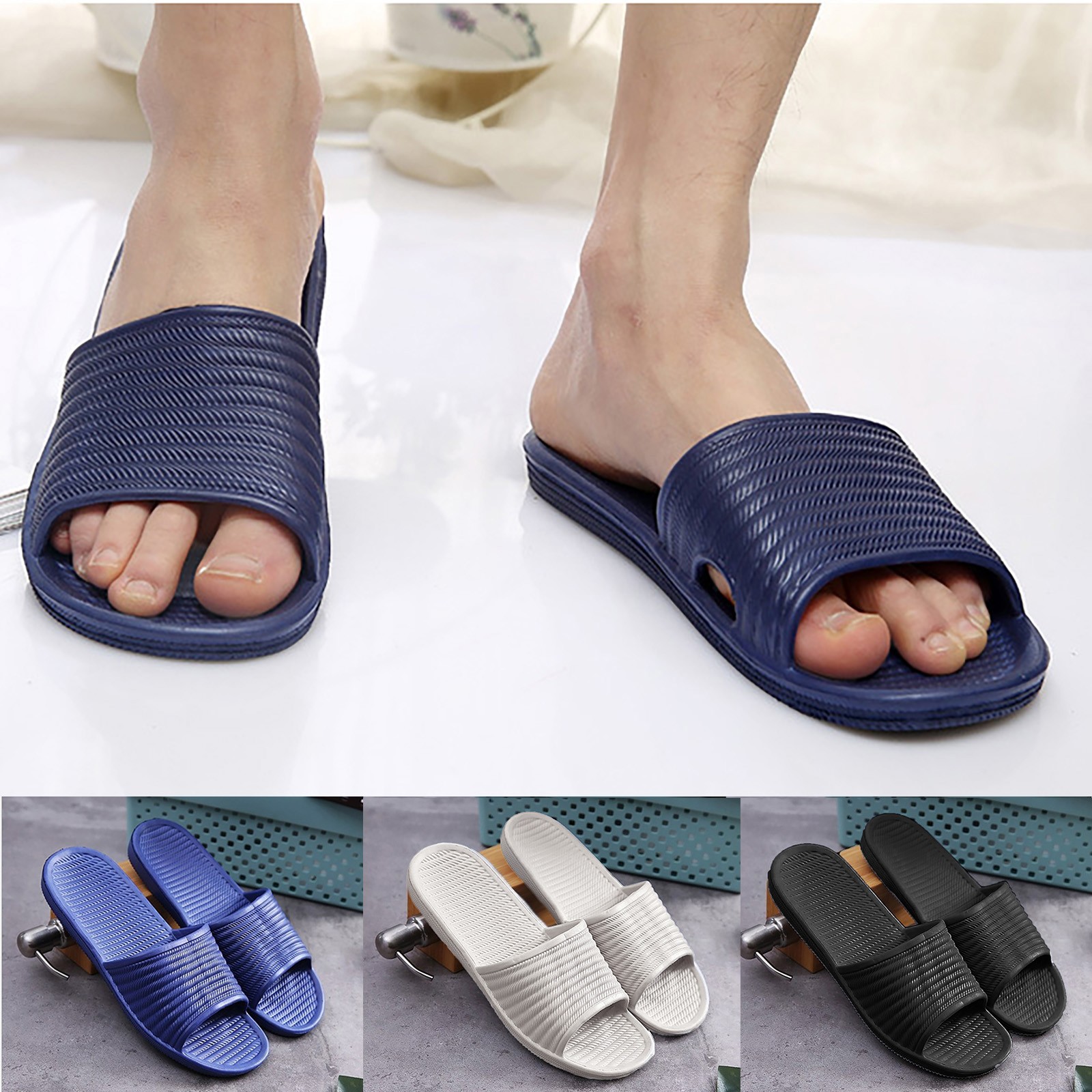 Title 1, Summer Men Indoor Slippers Floor Flat Shoes Ind...