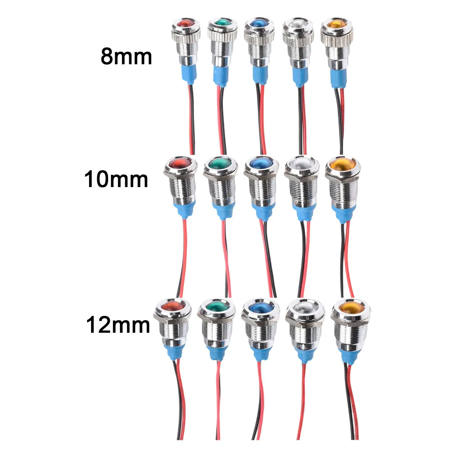 5 Pieces LED Metal Indicator Light, with Wire Lamp Waterproof for Motorcycle Car Pilots Directional Light Boat Truck