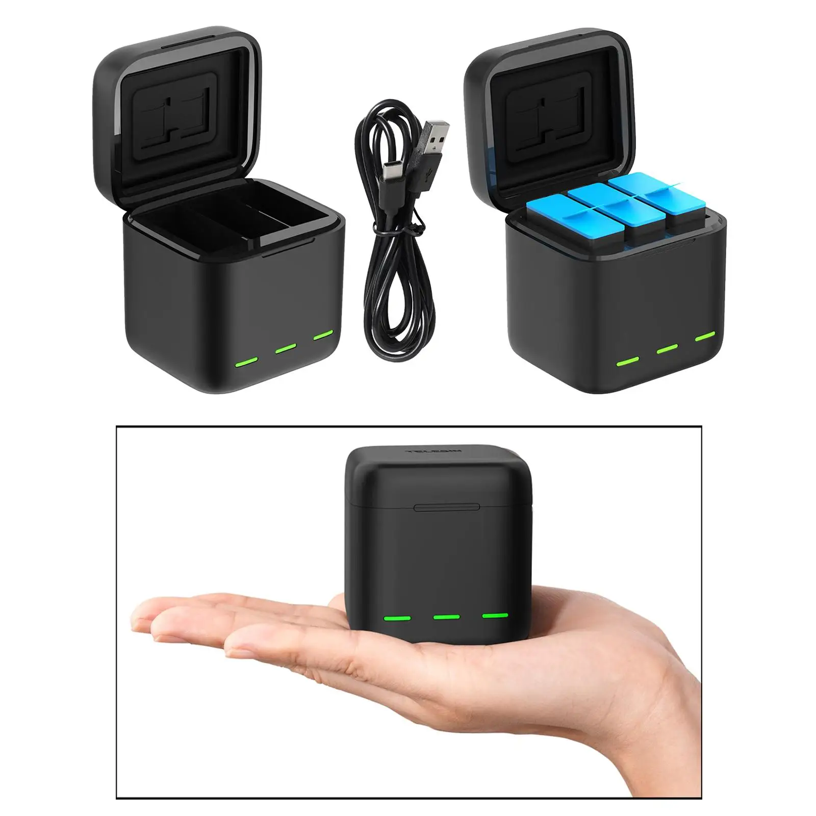 USB Self-recovery LED Quick Charger Battery Storage Box for 9 Battery Charger (1500mAh)