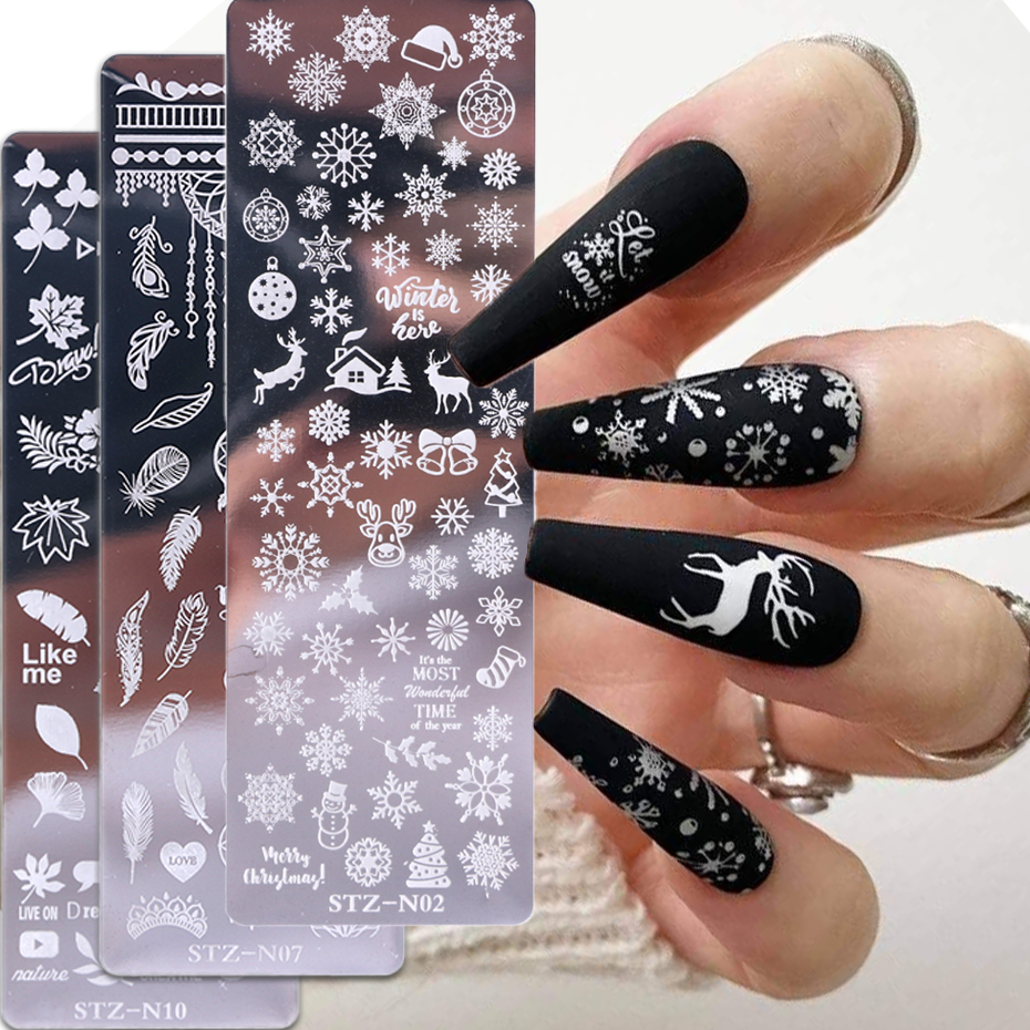 Best of Nail Art Stamping Plate Snowflake Winter Christmas Rose Leaf Butterfly Desgin For Nail Polish Printing Template Tool KESTZN01-12 Reviews & Tips