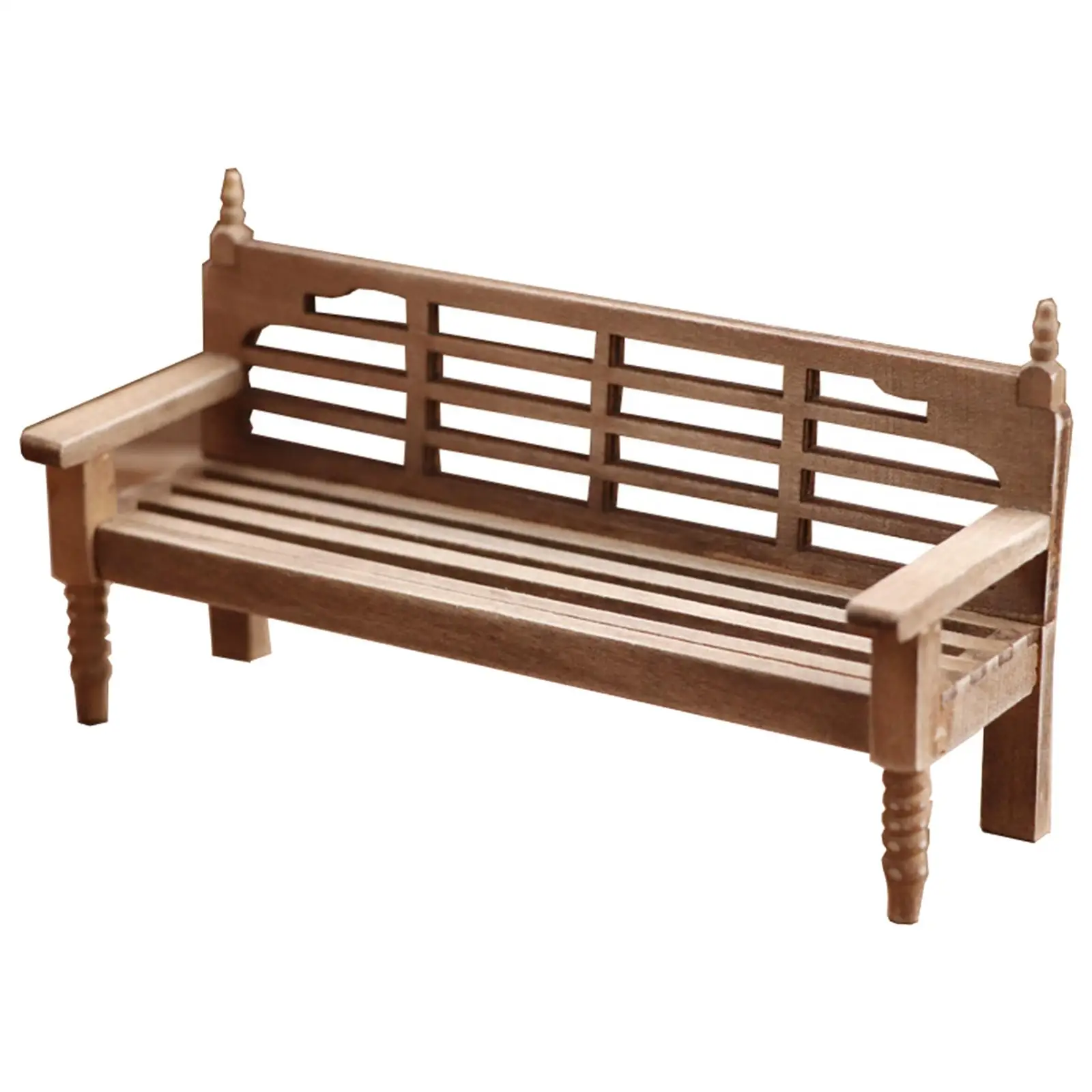 Vintage Style Outdoor Garden Bench Furniture for 1/12 Scale Dollhouse Decor
