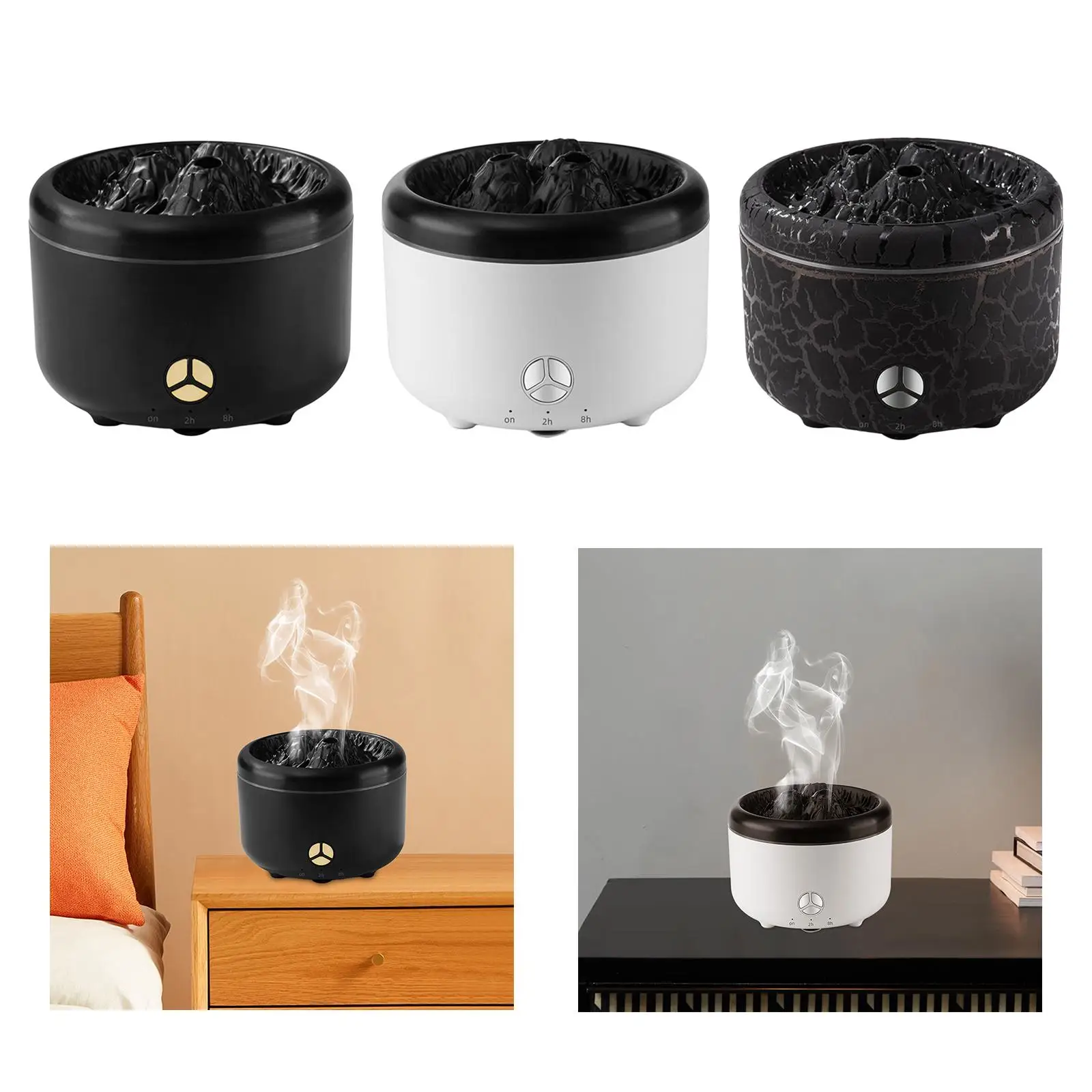 Flame Aromatherapy Humidifier 2 Flame Light Colors 2 Spray Modes Lightweight Aroma Diffuser for Office Bedroom Indoor Yoga Desk