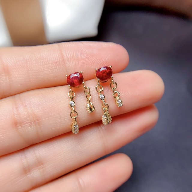 Brand New Natural Ruby Stud Earrings Women's Party Jewelry 100% 925 Silver  Luxury Free Shipping Jewelry Natural Genuine Ruby