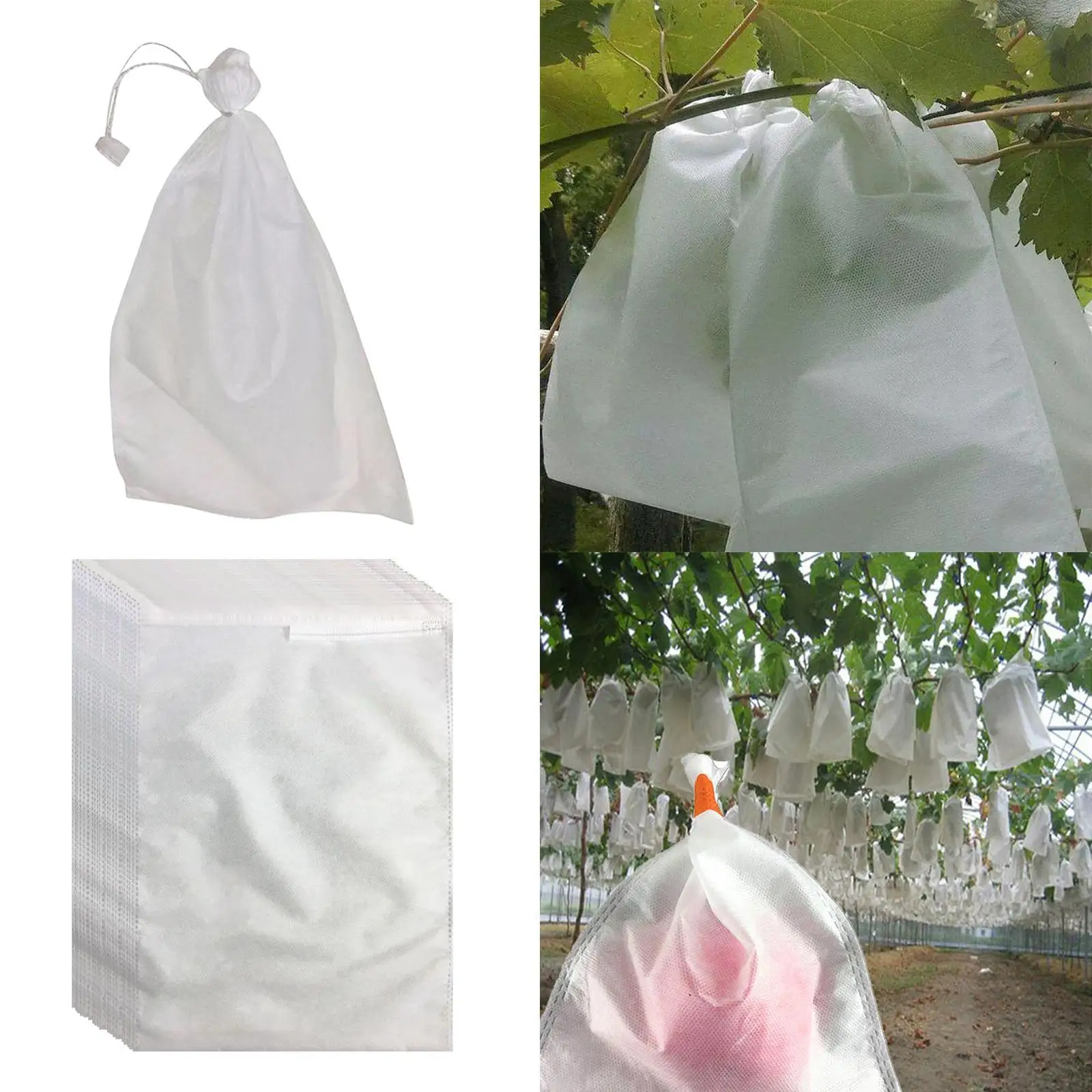 100x Plant Fruit Bag Strawberry Grape Breathable Growing Breeding Nursery Vegetables Non-Woven Bags Anti Pest