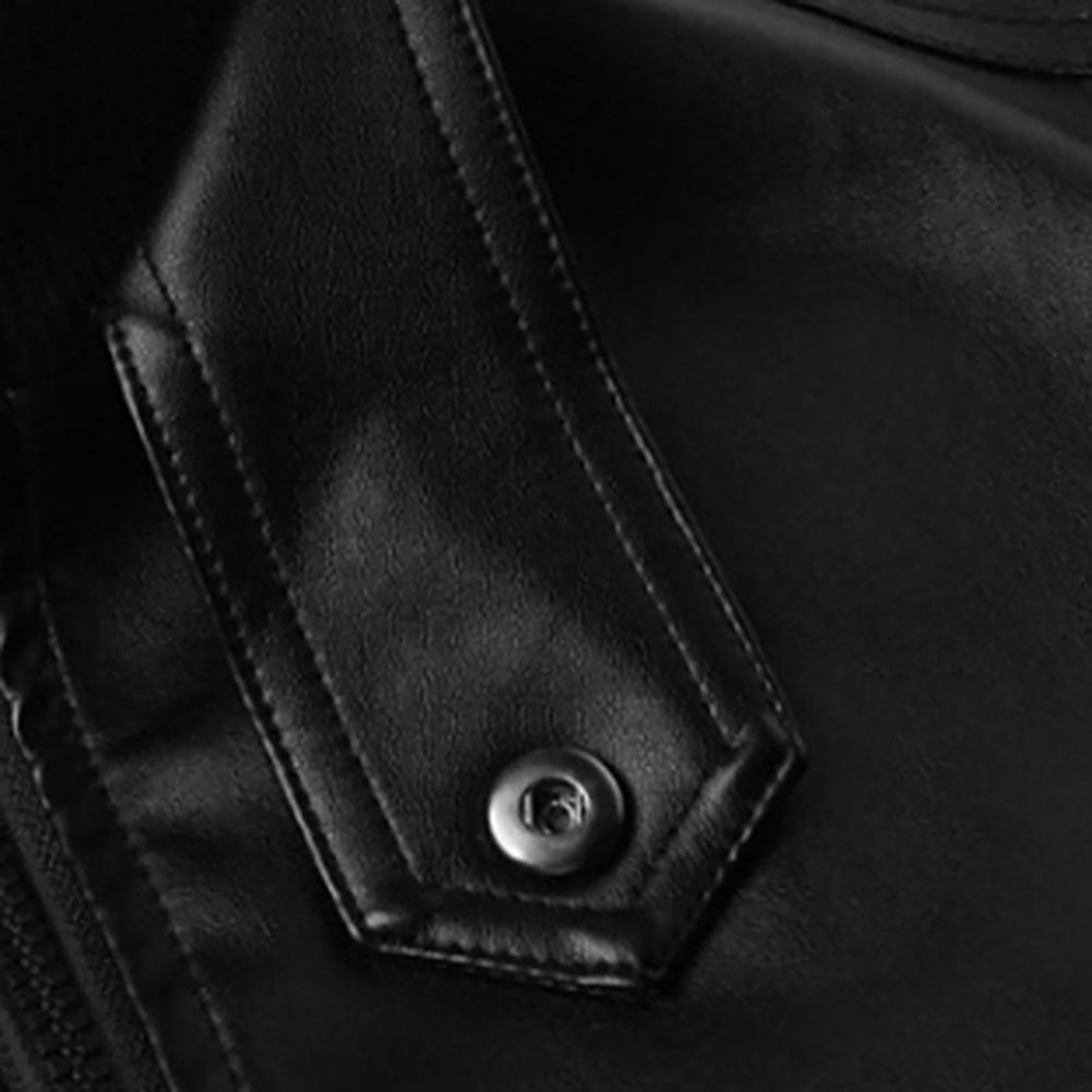 Description Picture 2 of itemMen Jacket Autumn Bike Jacket Slim Fit Faux Leather Jacket Coat Popular Solid Color Slim Fit Motorcycle Jacket for Party